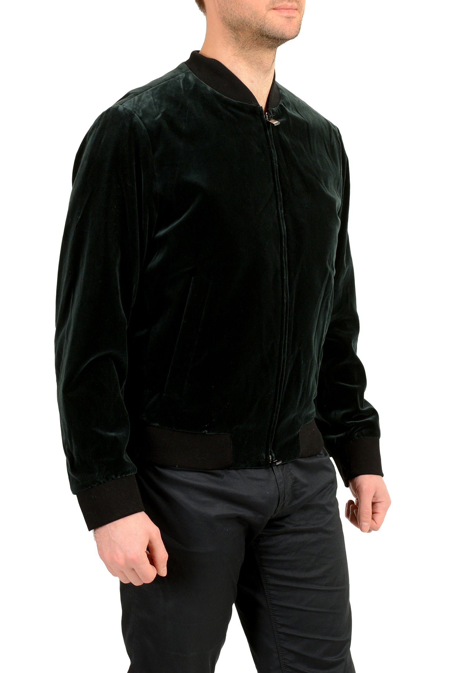 Hugo Boss "C-Hanry-BMB-244" Slim Fit Velour Full Zip Bomber Jacket US 38R IT 48R