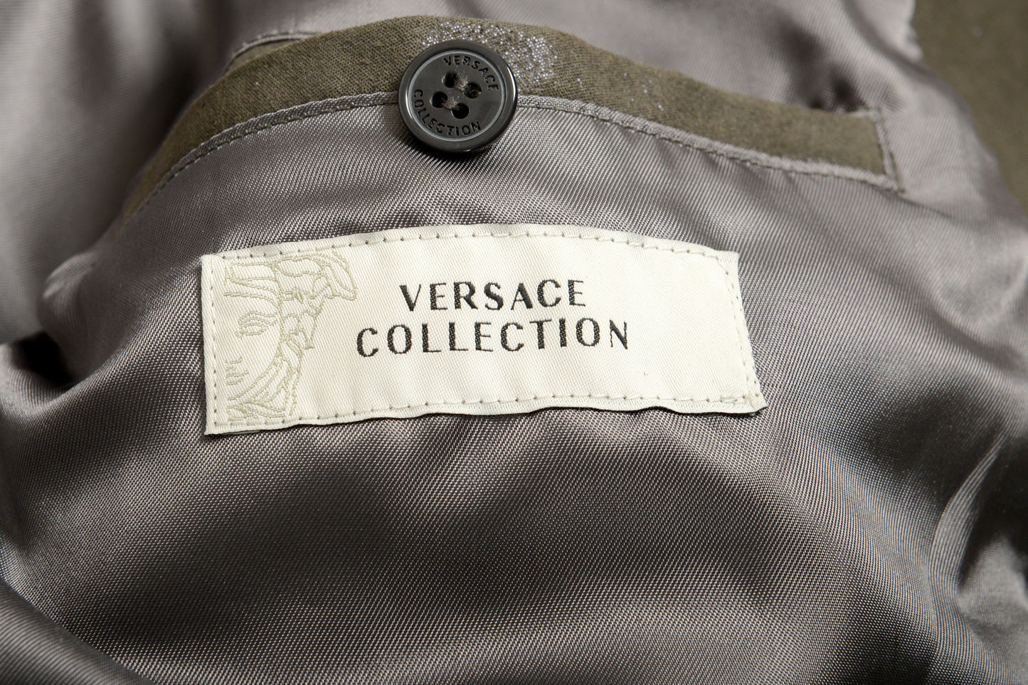 Versace Collection Men's 100% Leather Gray Full Zip Bomber Jacket US XL IT 54