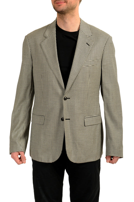 Versace Men's Houndstooth Print Wool Two Button Blazer US 44 IT 54