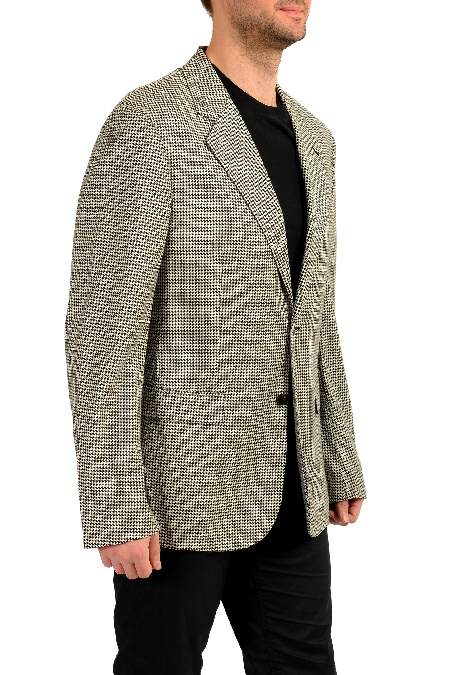 Versace Men's Houndstooth Print Wool Two Button Blazer US 44 IT 54