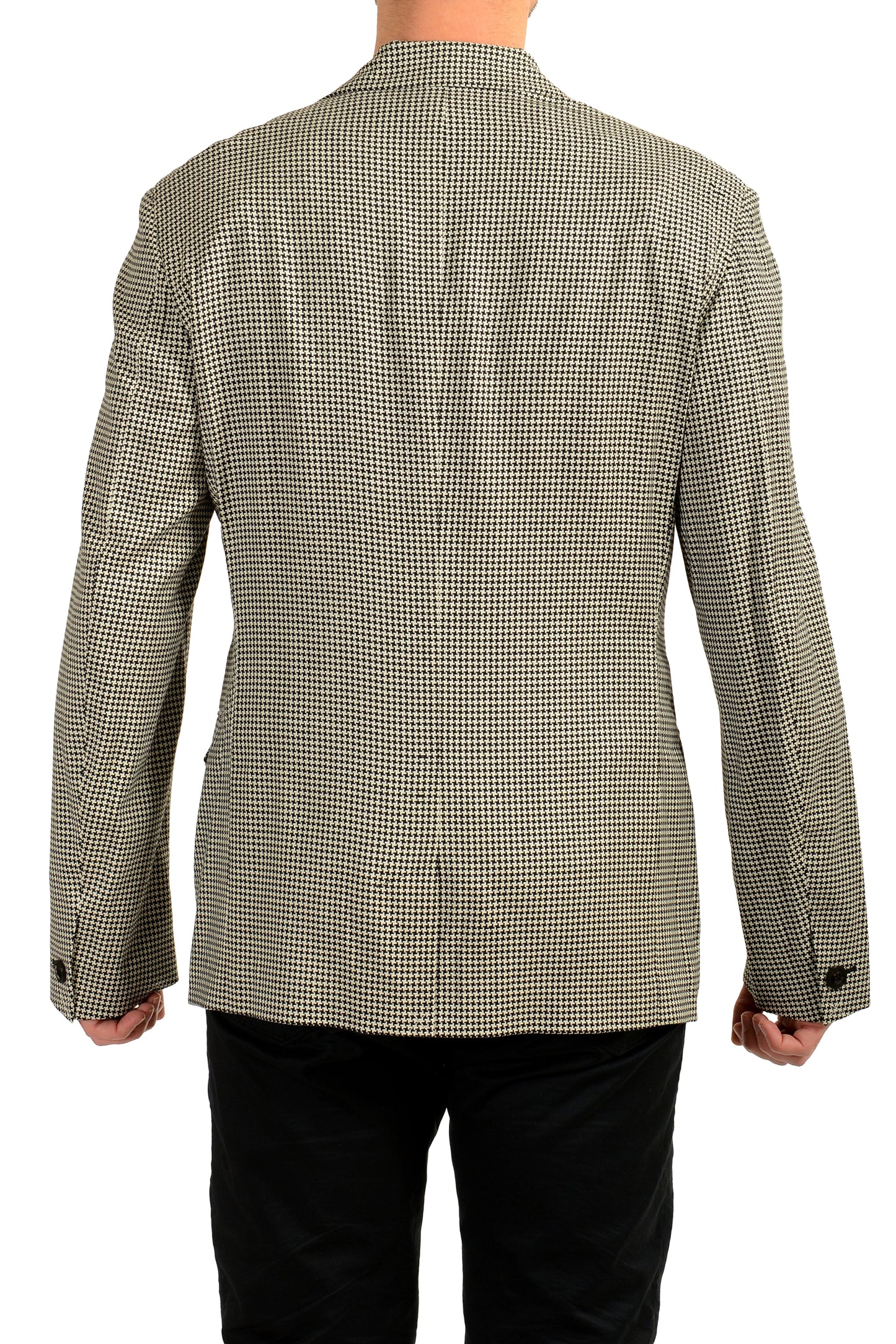 Versace Men's Houndstooth Print Wool Two Button Blazer US 44 IT 54