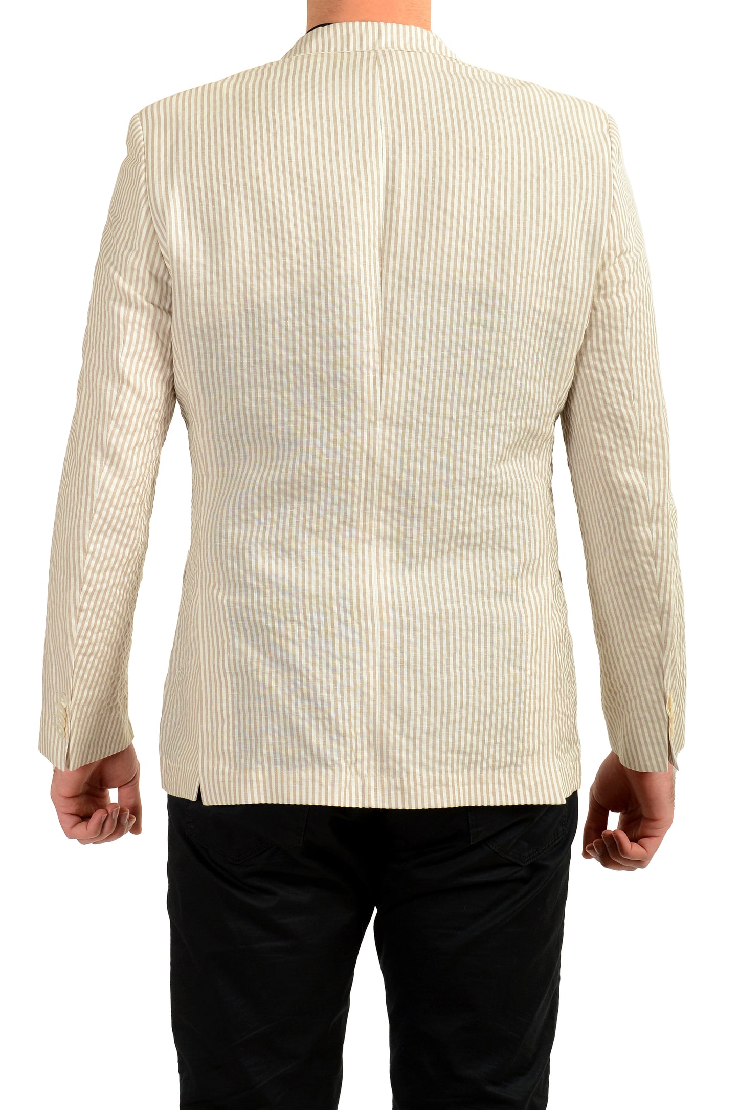Hugo Boss Men's "Janson3" Striped Linen Wool Two Button Blazer US 38R IT 48R