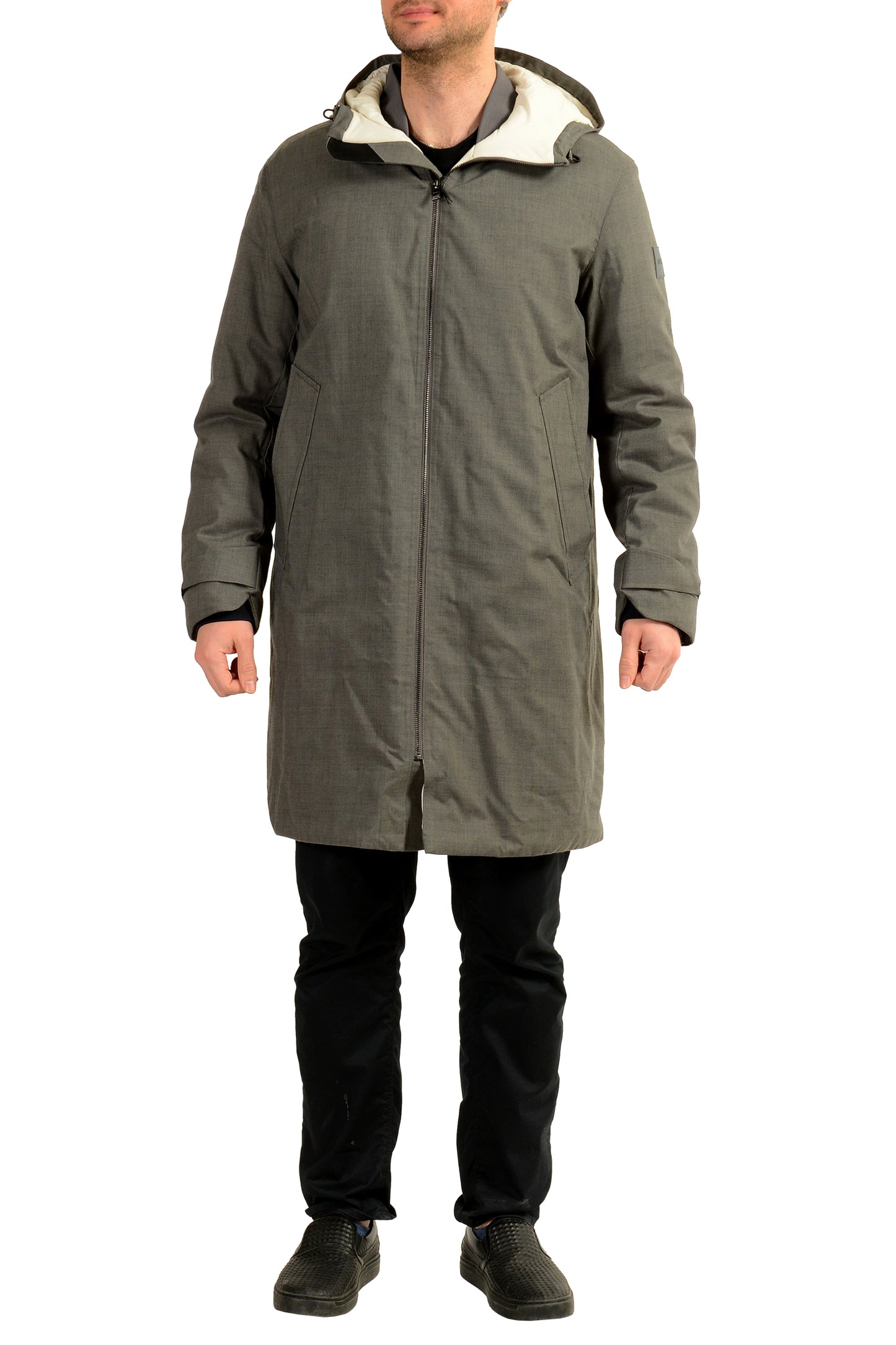 Hugo Boss "P-Crandell" Gray Insulated Hooded Parka Coat US 38R IT 48R