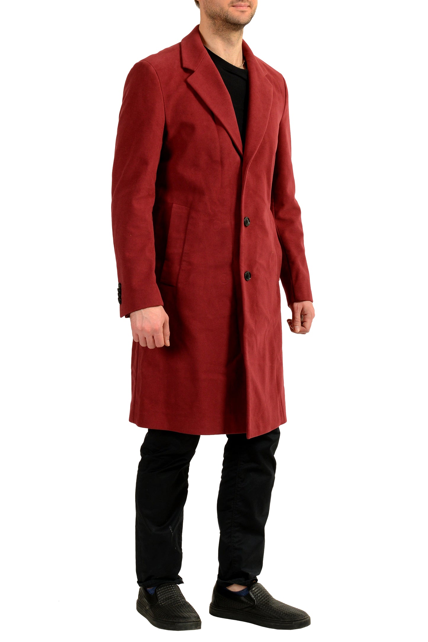 Hugo Boss "C-Jared-243" Vine Red Button Down Coat US 38R IT 48R