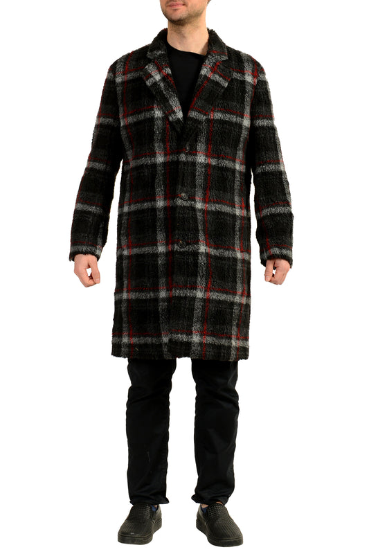 Hugo Boss "Merlon2341" Multi-Color Wool Plaid Button Down Coat US M IT 50