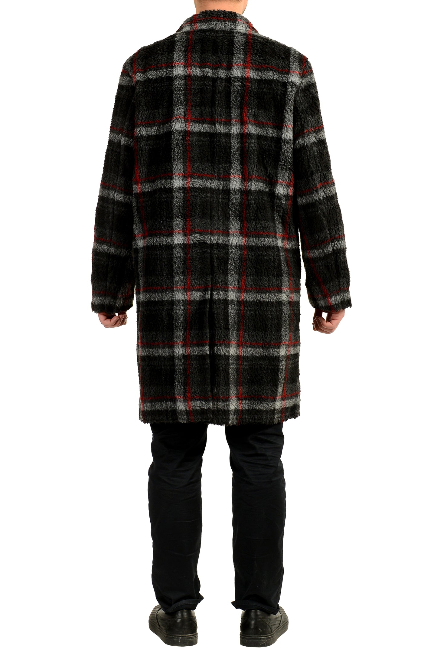 Hugo Boss "Merlon2341" Multi-Color Wool Plaid Button Down Coat US M IT 50