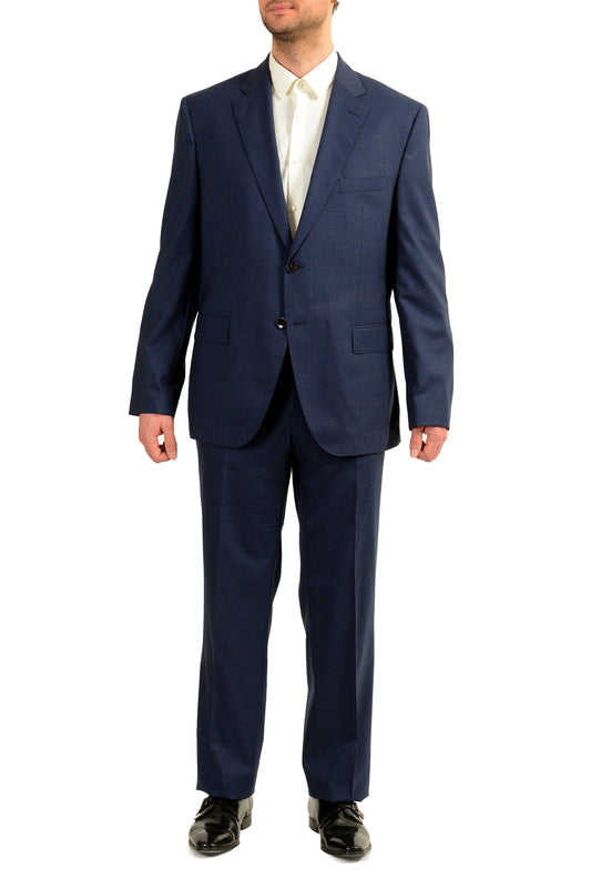 Hugo Boss Men's "Phoenix/Madisen" Comfort Fit Plaid 100% Wool Suit US 46S IT 56S