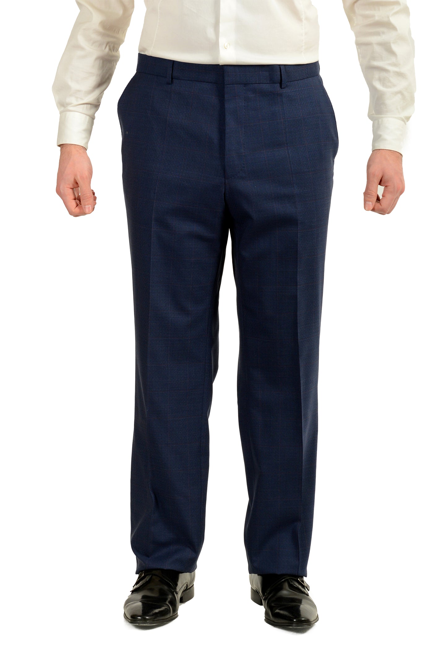 Hugo Boss Men's "Phoenix/Madisen" Comfort Fit Plaid 100% Wool Suit US 46S IT 56S