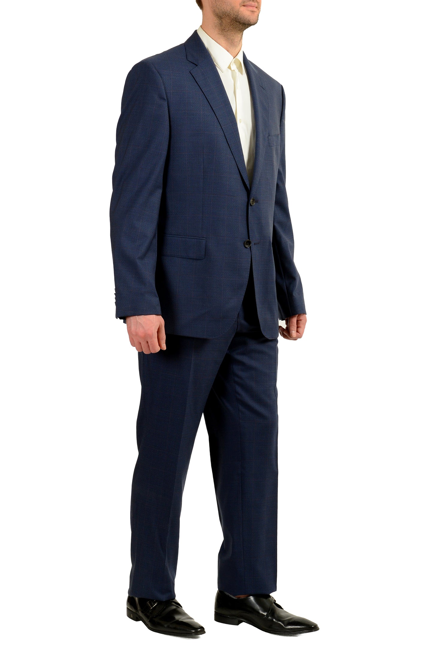 Hugo Boss Men's "Phoenix/Madisen" Comfort Fit Plaid 100% Wool Suit US 46S IT 56S