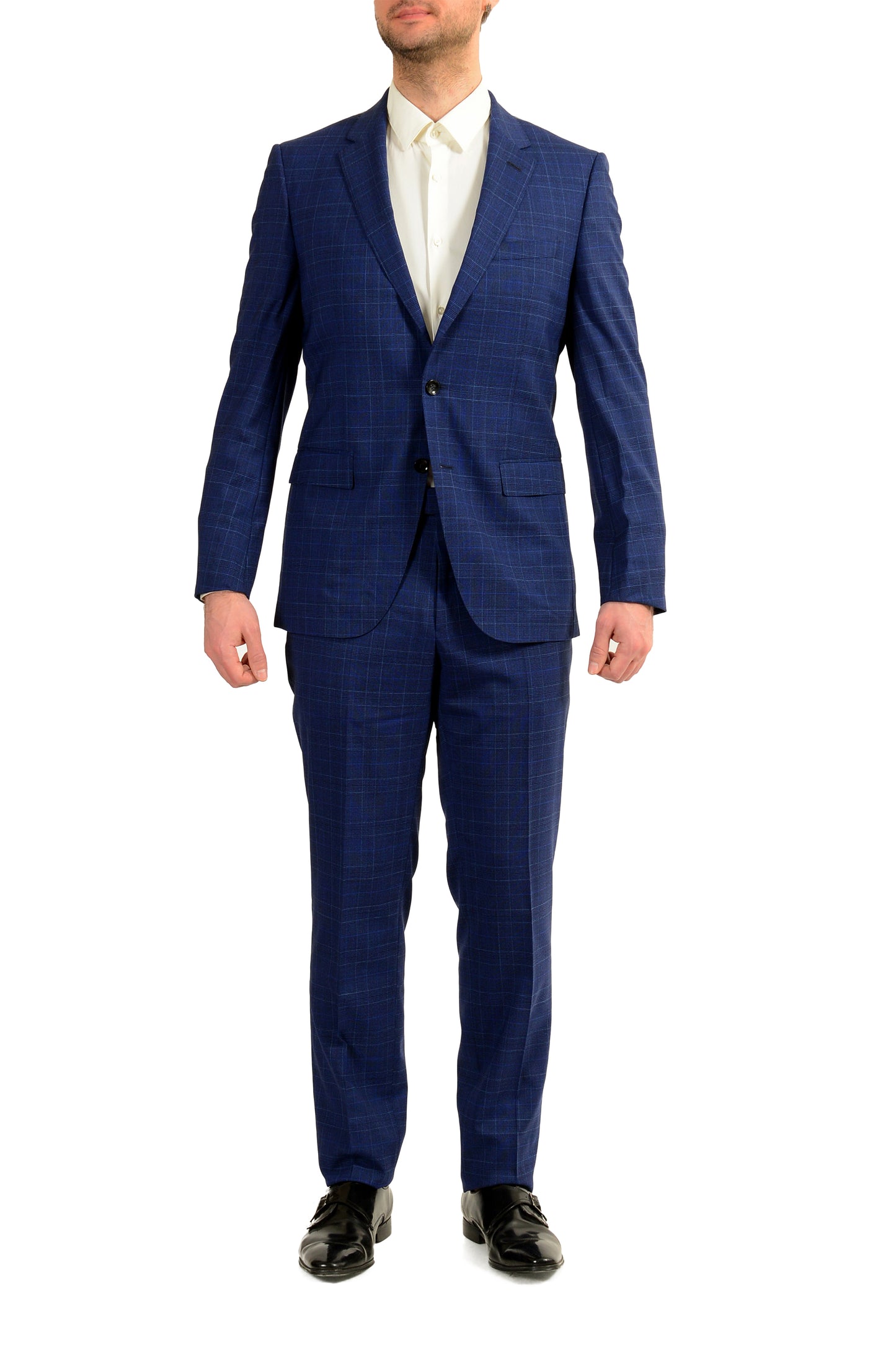 Hugo Boss Men's "T-Harvers4/Glover3" Slim Fit Plaid Wool Suit US 38R IT 48R