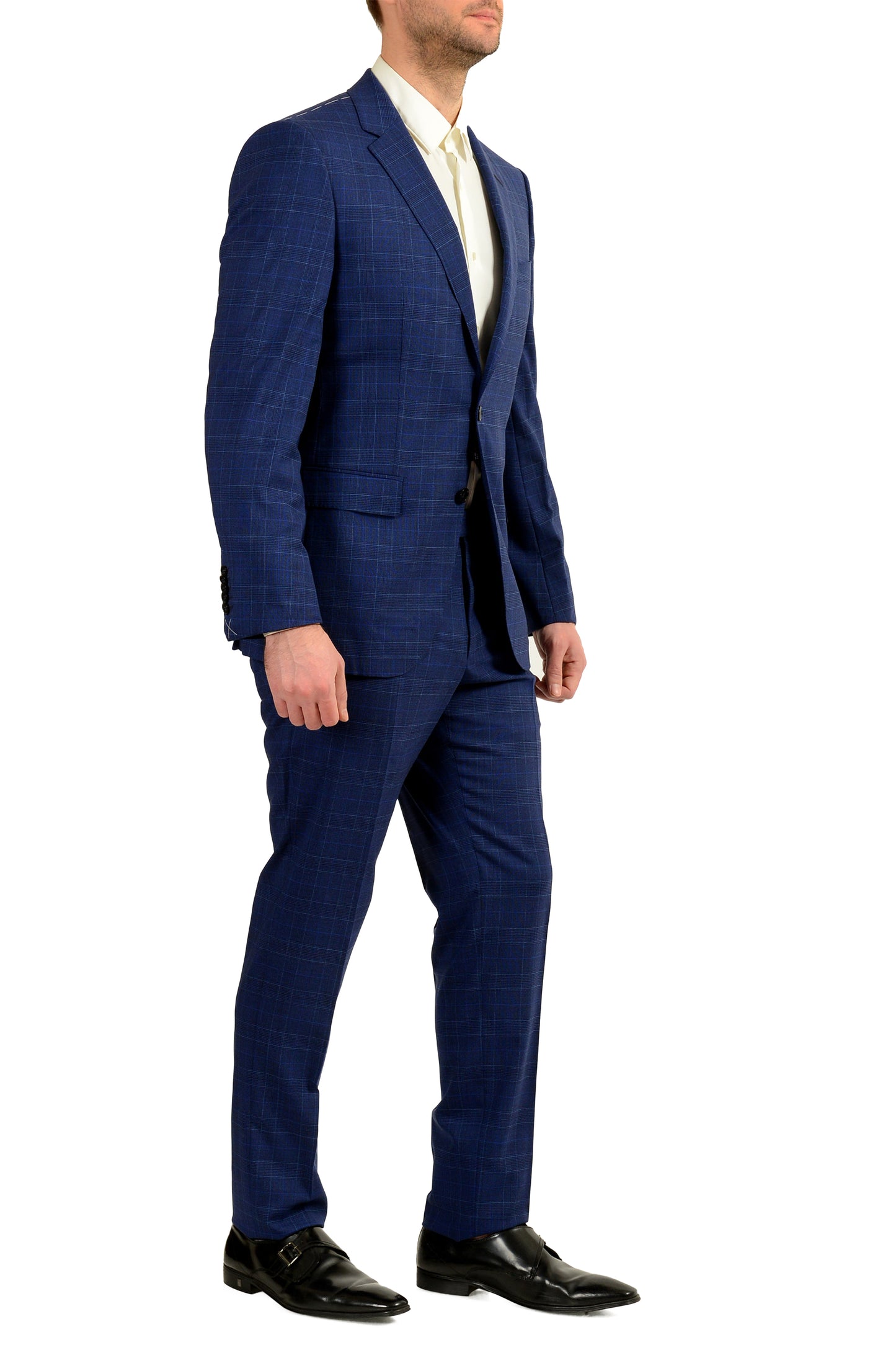 Hugo Boss Men's "T-Harvers4/Glover3" Slim Fit Plaid Wool Suit US 38R IT 48R