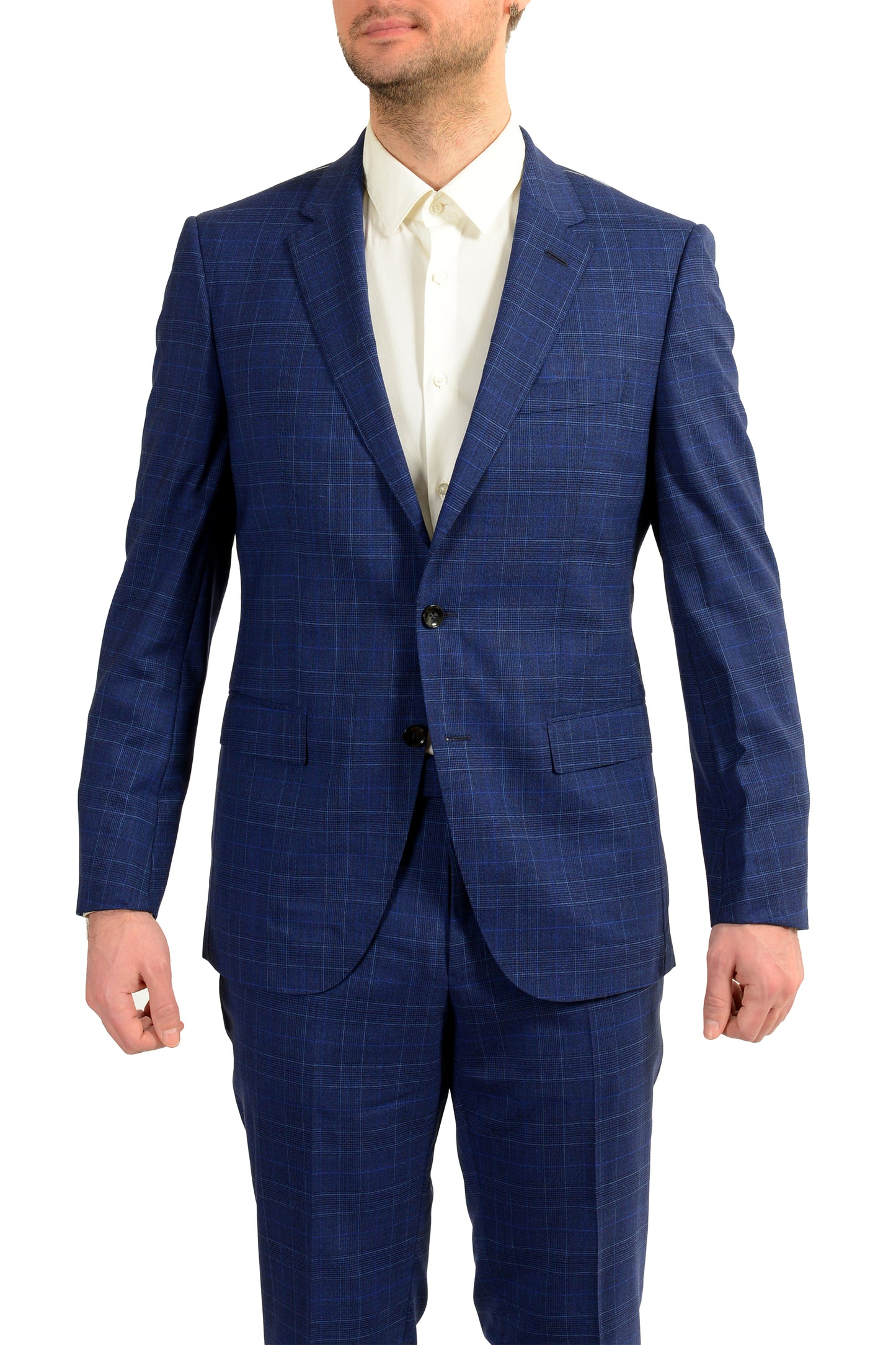 Hugo Boss Men's "T-Harvers4/Glover3" Slim Fit Plaid Wool Suit US 38R IT 48R