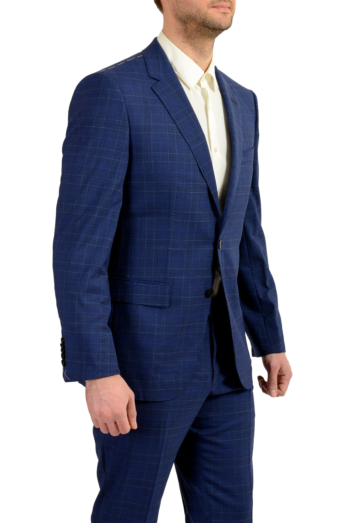 Hugo Boss Men's "T-Harvers4/Glover3" Slim Fit Plaid Wool Suit US 38R IT 48R