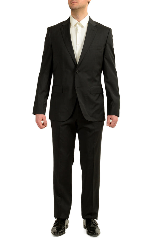Hugo Boss Men's "Johnstons/Lenon1" Gray 100% Wool Two Button Suit US 42R IT 52R