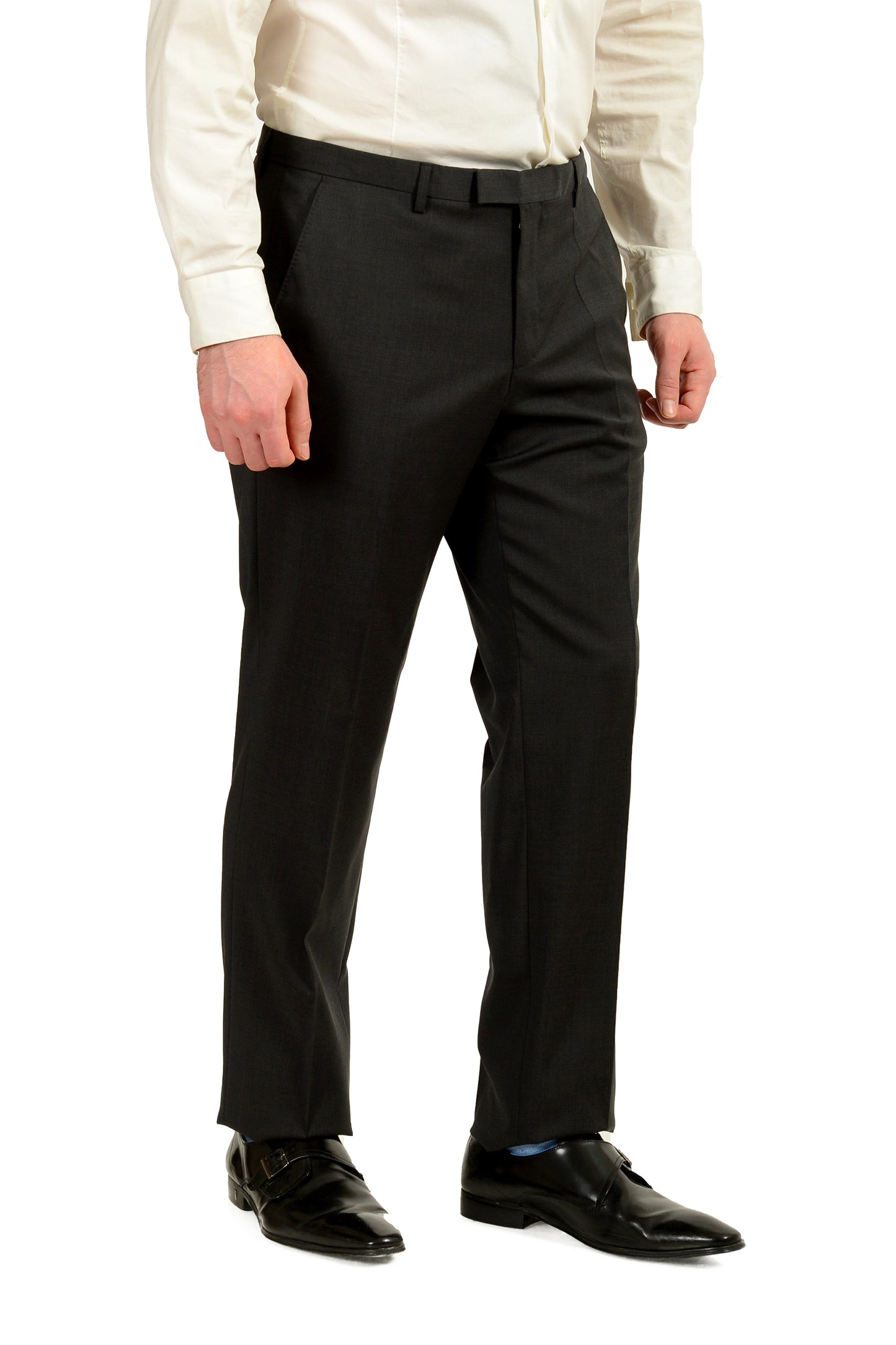 Hugo Boss Men's "Johnstons/Lenon1" Gray 100% Wool Two Button Suit US 42R IT 52R