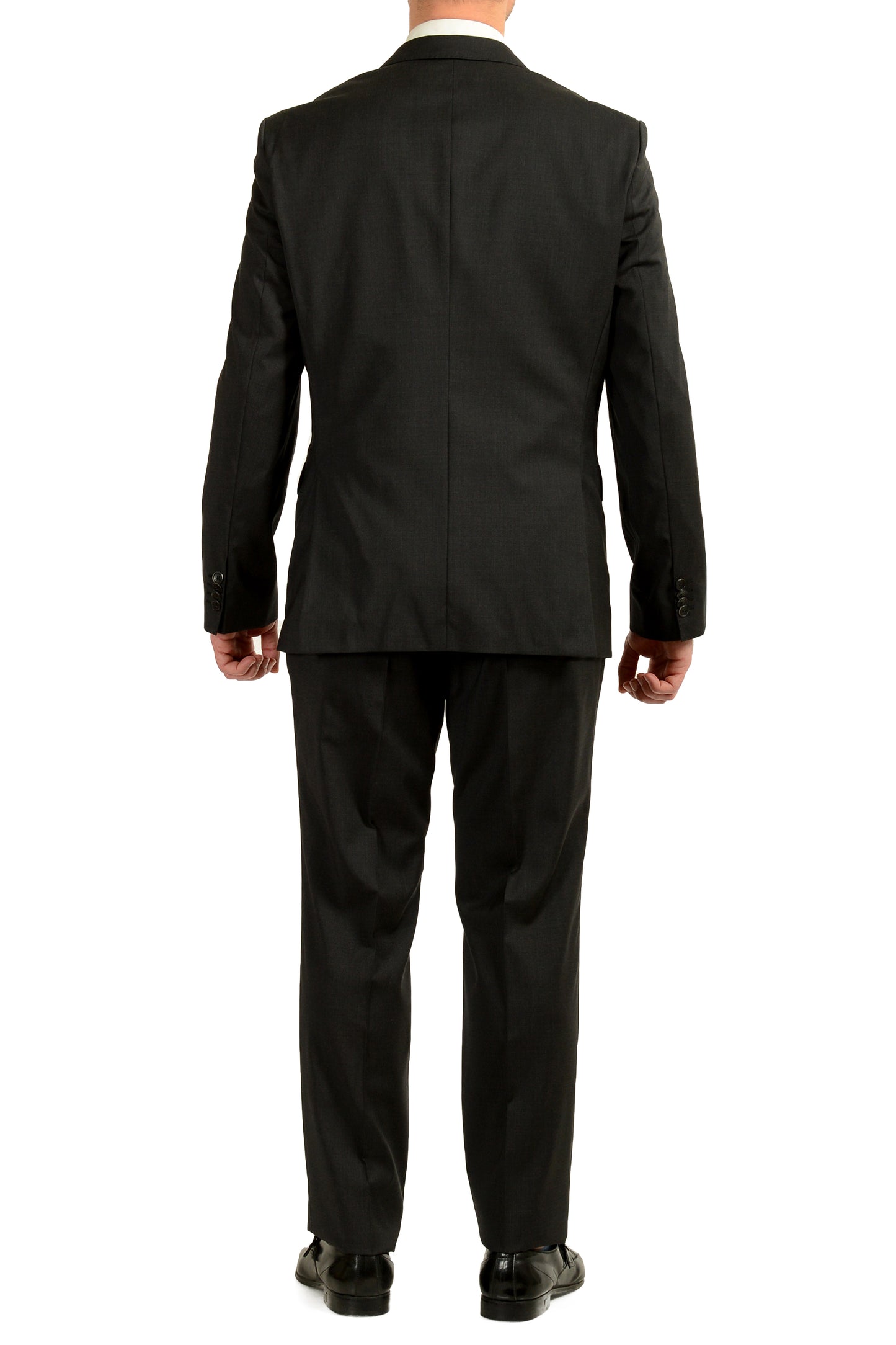 Hugo Boss Men's "Johnstons/Lenon1" Gray 100% Wool Two Button Suit US 42R IT 52R