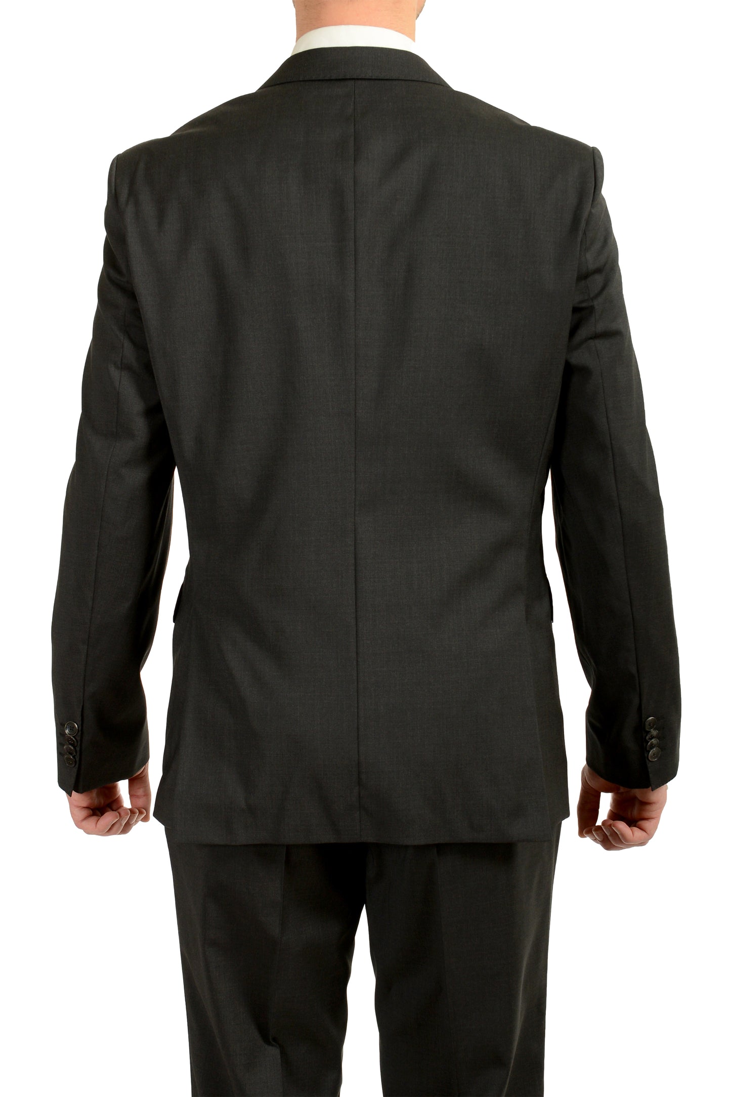 Hugo Boss Men's "Johnstons/Lenon1" Gray 100% Wool Two Button Suit US 42R IT 52R