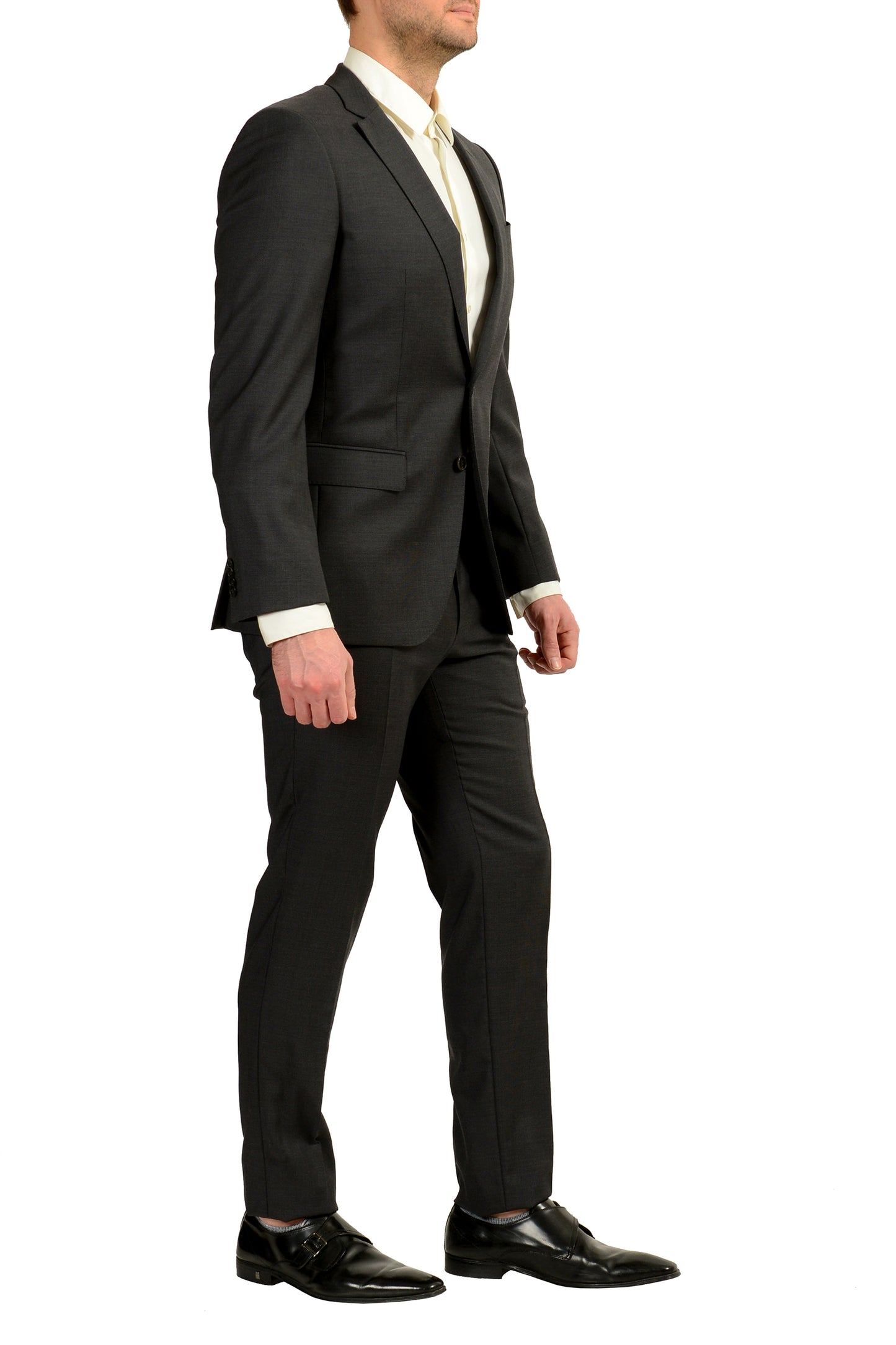 Hugo Boss Men's "Huge6/Genius5" Slim Fit Gray 100% Wool Suit US 38R IT 48R