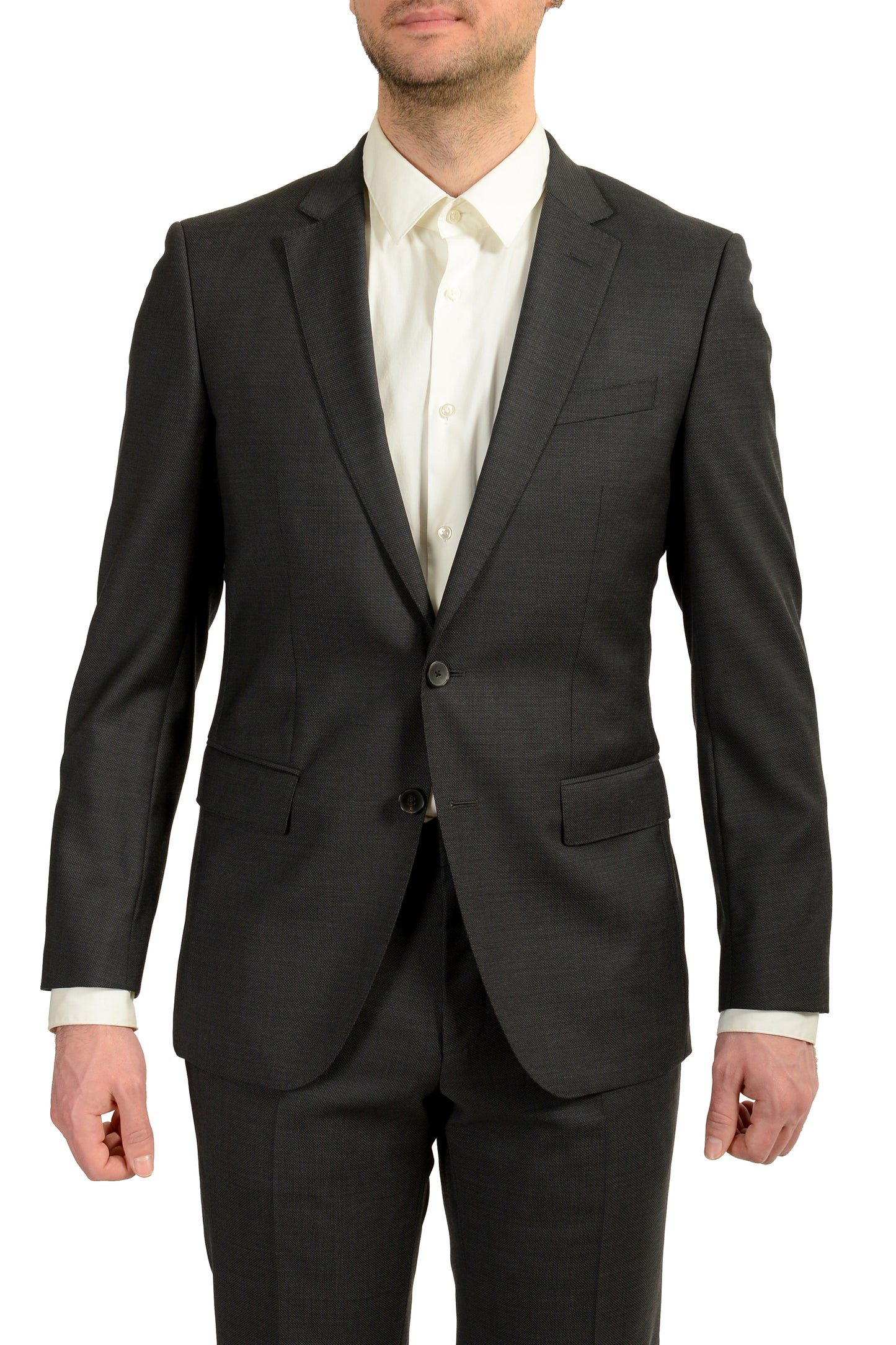 Hugo Boss Men's "Huge6/Genius5" Slim Fit Gray 100% Wool Suit US 38R IT 48R