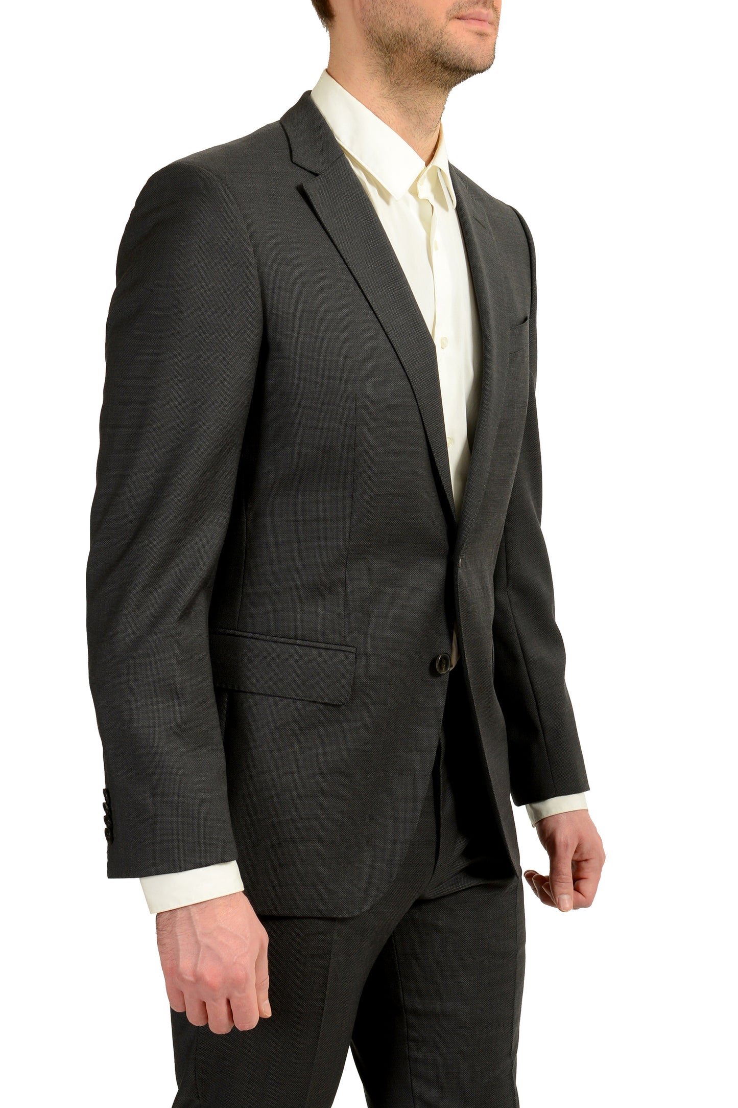 Hugo Boss Men's "Huge6/Genius5" Slim Fit Gray 100% Wool Suit US 38R IT 48R