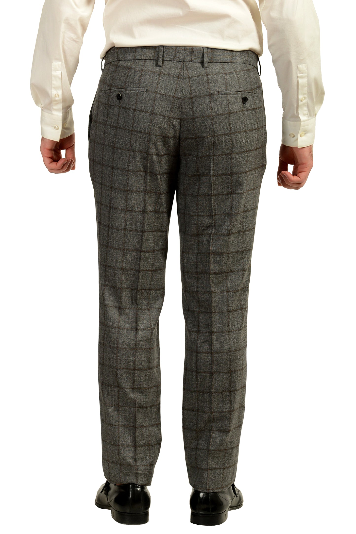 Hugo Boss Men's "Novan5/Ben2" Slim Fit Gray Plaid 100% Wool Suit US 36R IT 46R