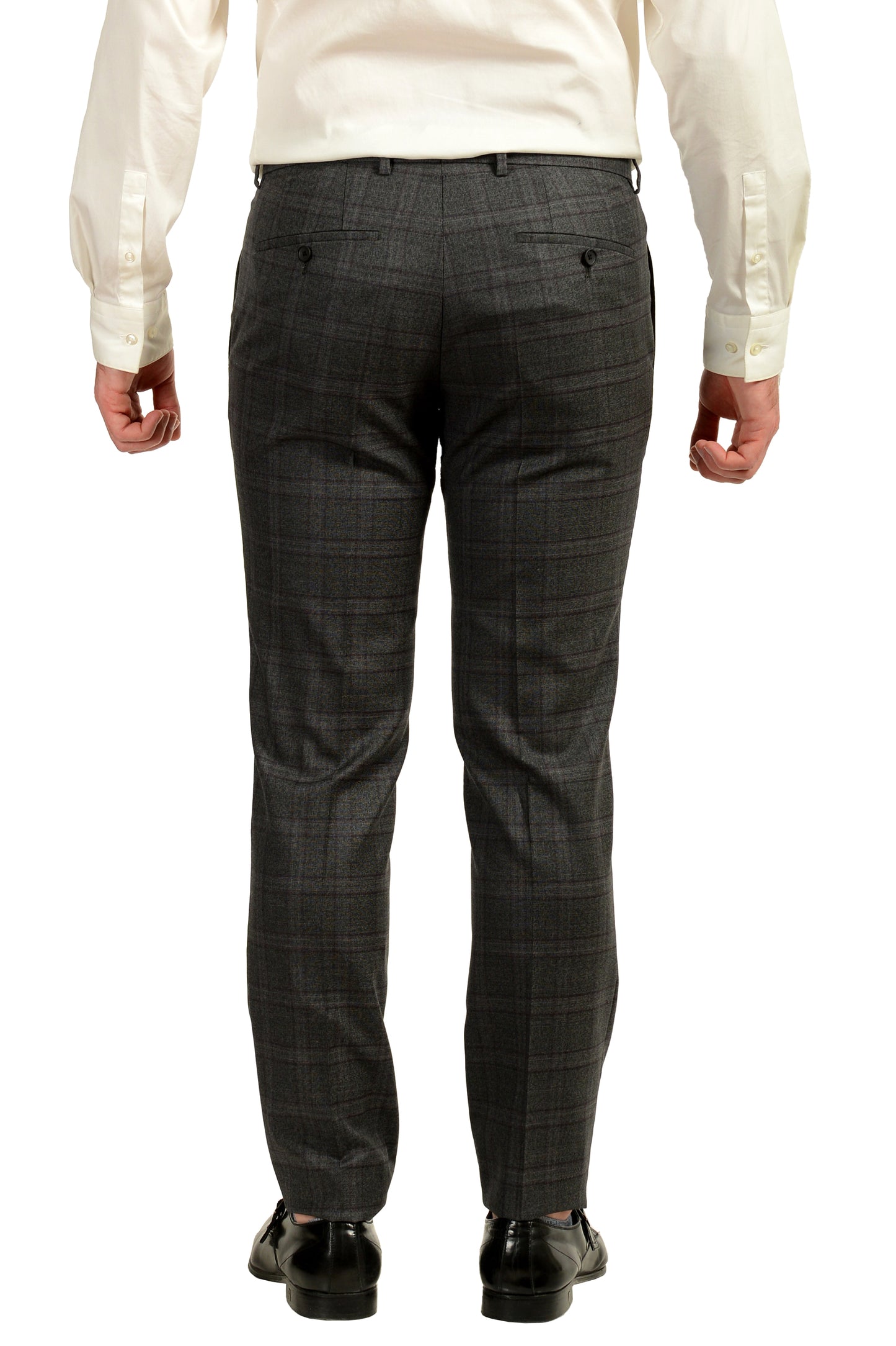Hugo Boss Men's "Novan6/Ben2" Slim Fit Gray Plaid 100% Wool Suit US 38R IT 48R