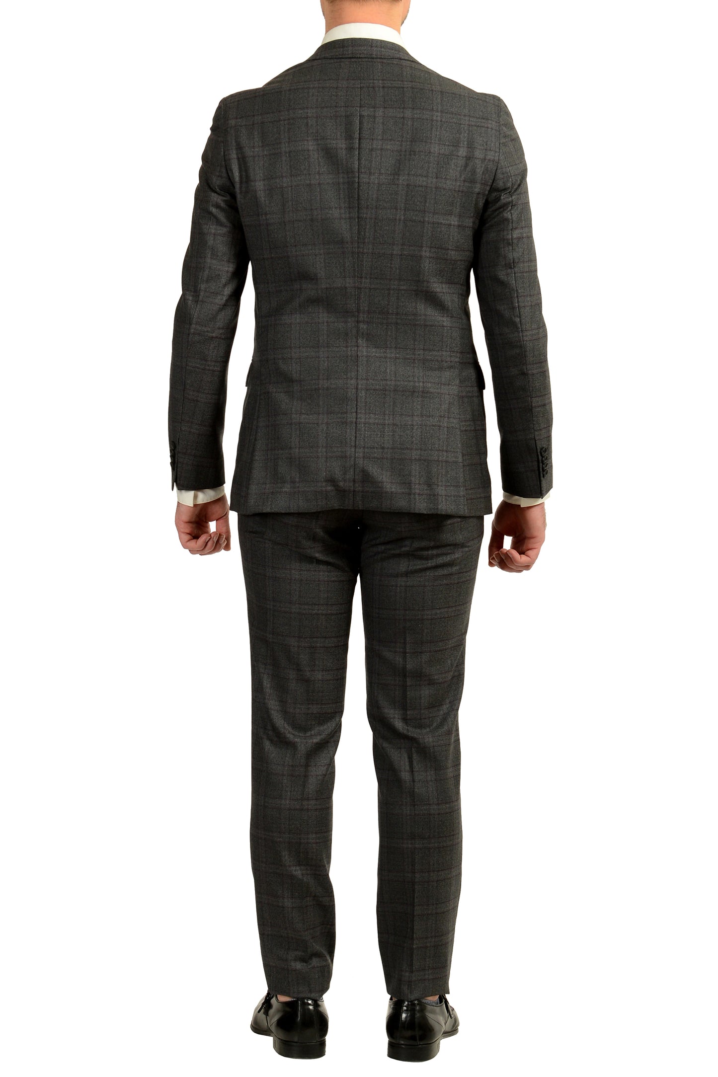 Hugo Boss Men's "Novan6/Ben2" Slim Fit Gray Plaid 100% Wool Suit US 38R IT 48R