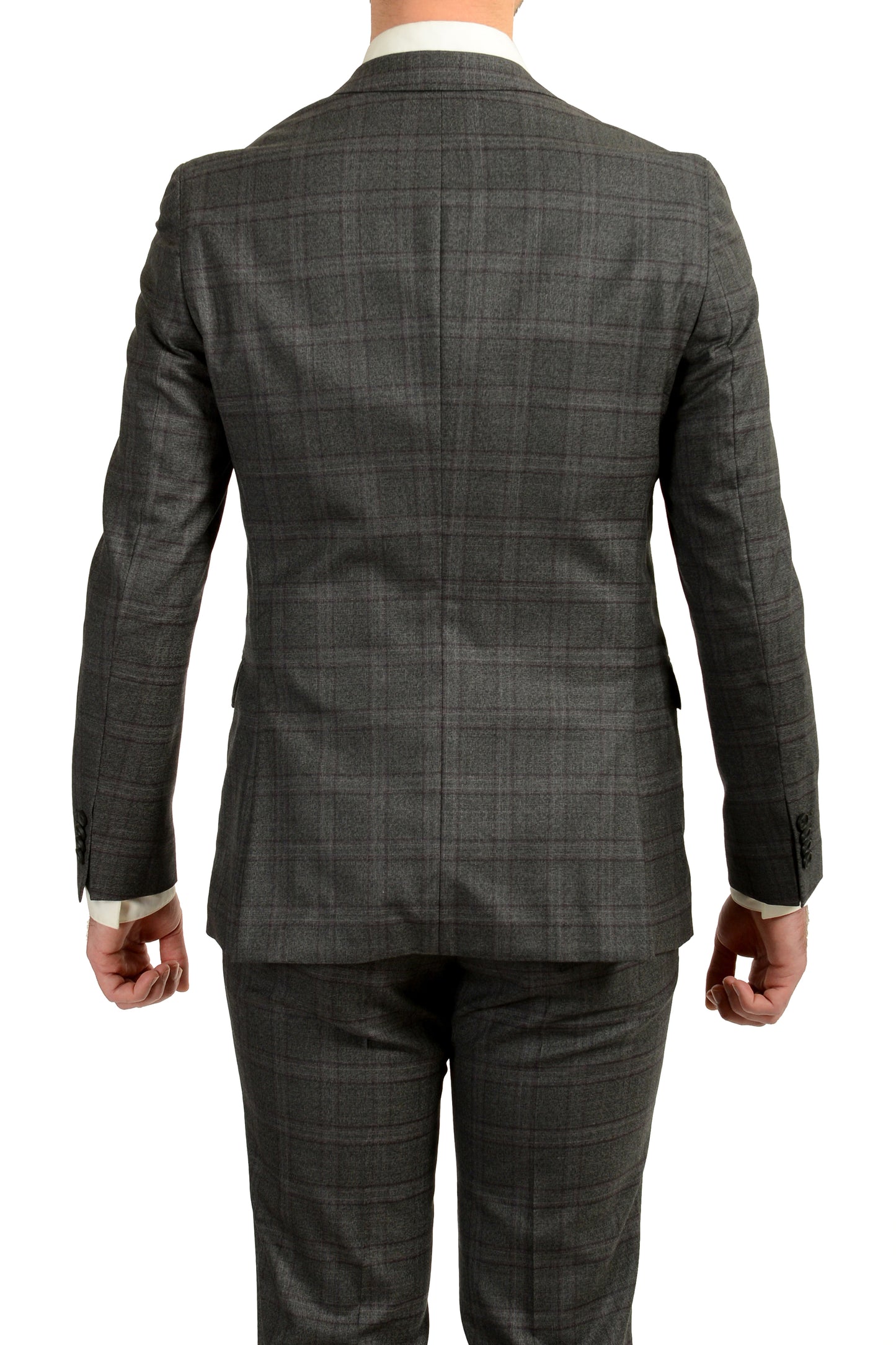 Hugo Boss Men's "Novan6/Ben2" Slim Fit Gray Plaid 100% Wool Suit US 38R IT 48R