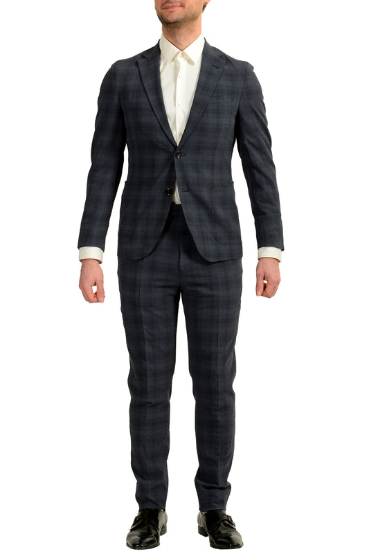 Hugo Boss Men's "T-Novem/Brite" Plaid Wool Silk Two Button Suit US 46R IT 56R