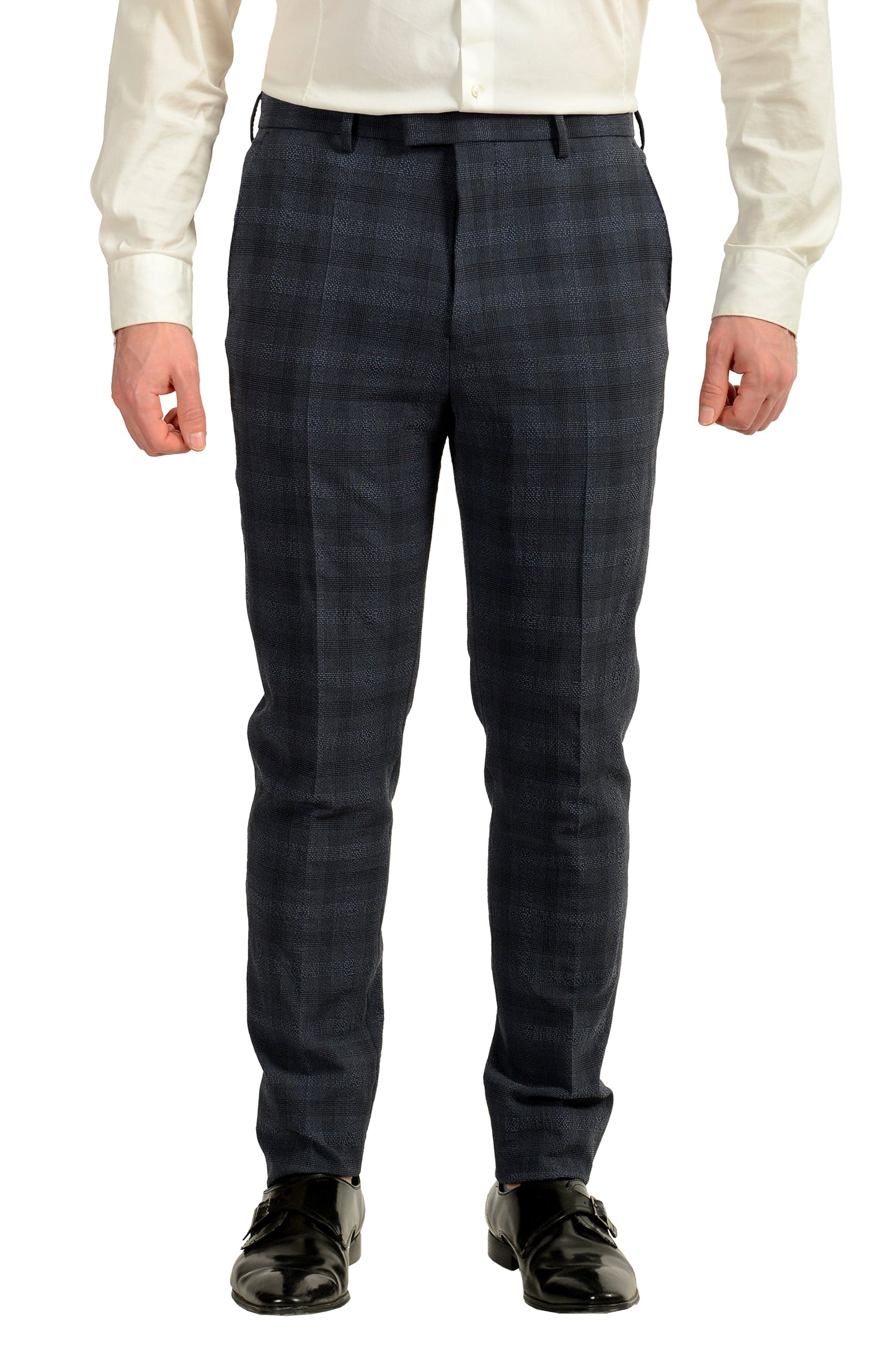 Hugo Boss Men's "T-Novem/Brite" Plaid Wool Silk Two Button Suit US 46R IT 56R