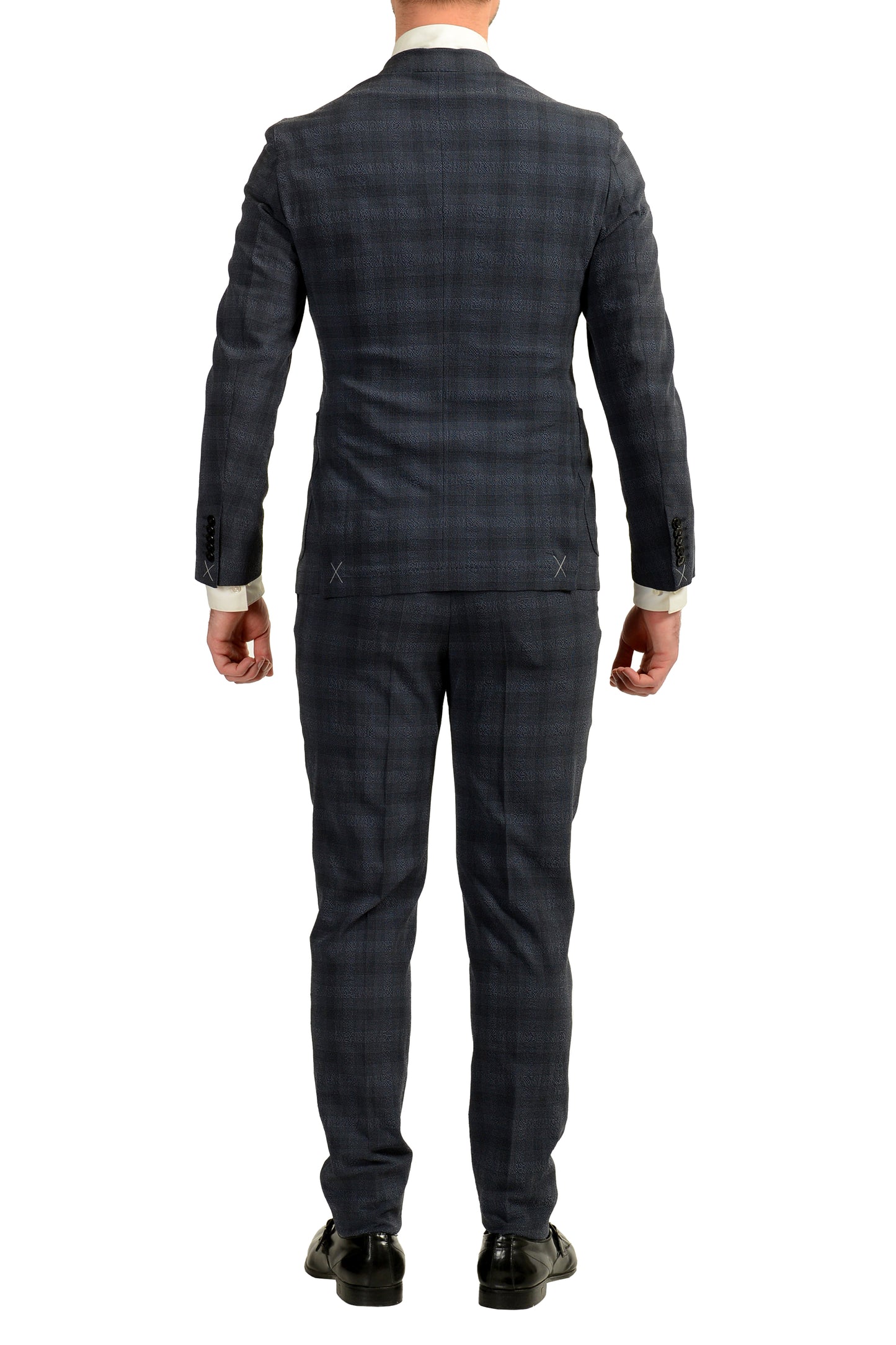 Hugo Boss Men's "T-Novem/Brite" Plaid Wool Silk Two Button Suit US 46R IT 56R