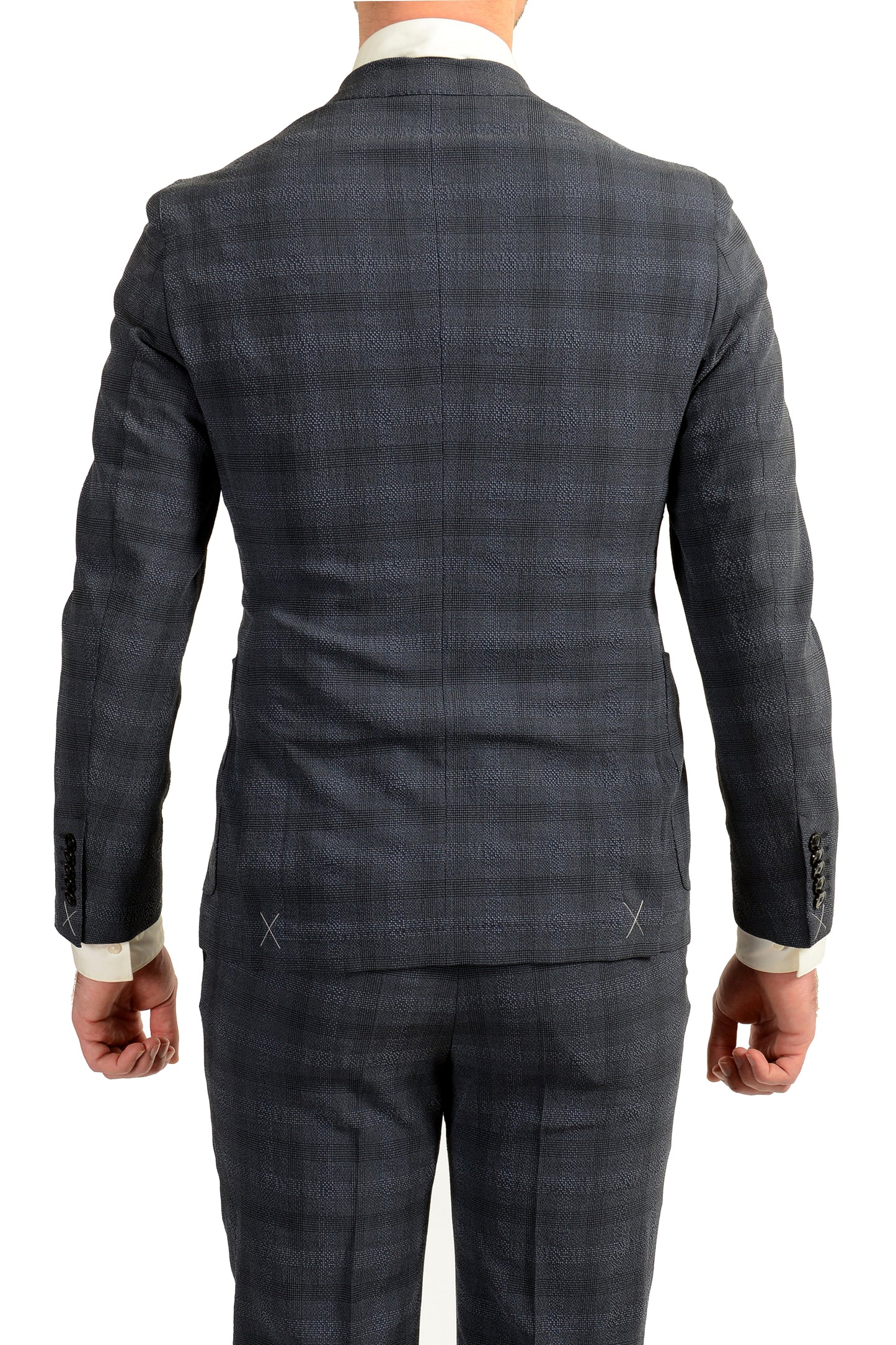 Hugo Boss Men's "T-Novem/Brite" Plaid Wool Silk Two Button Suit US 46R IT 56R