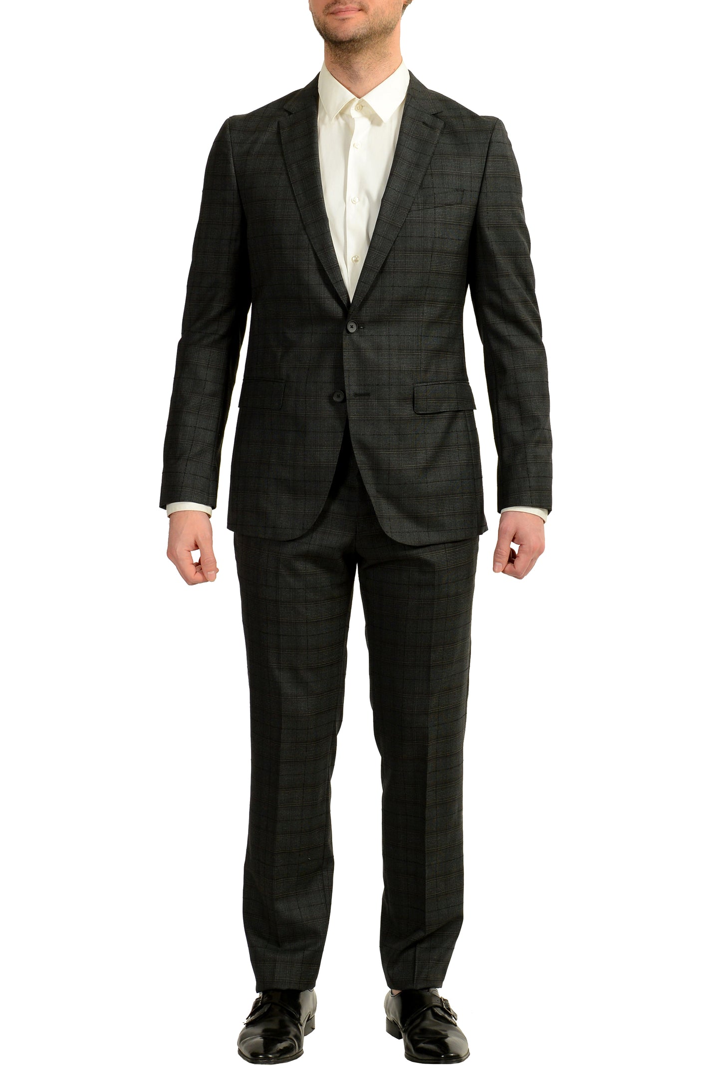 Hugo Boss Men's "Novan6/Ben2" Slim Fit Plaid 100% Wool Suit US 40R IT 50R