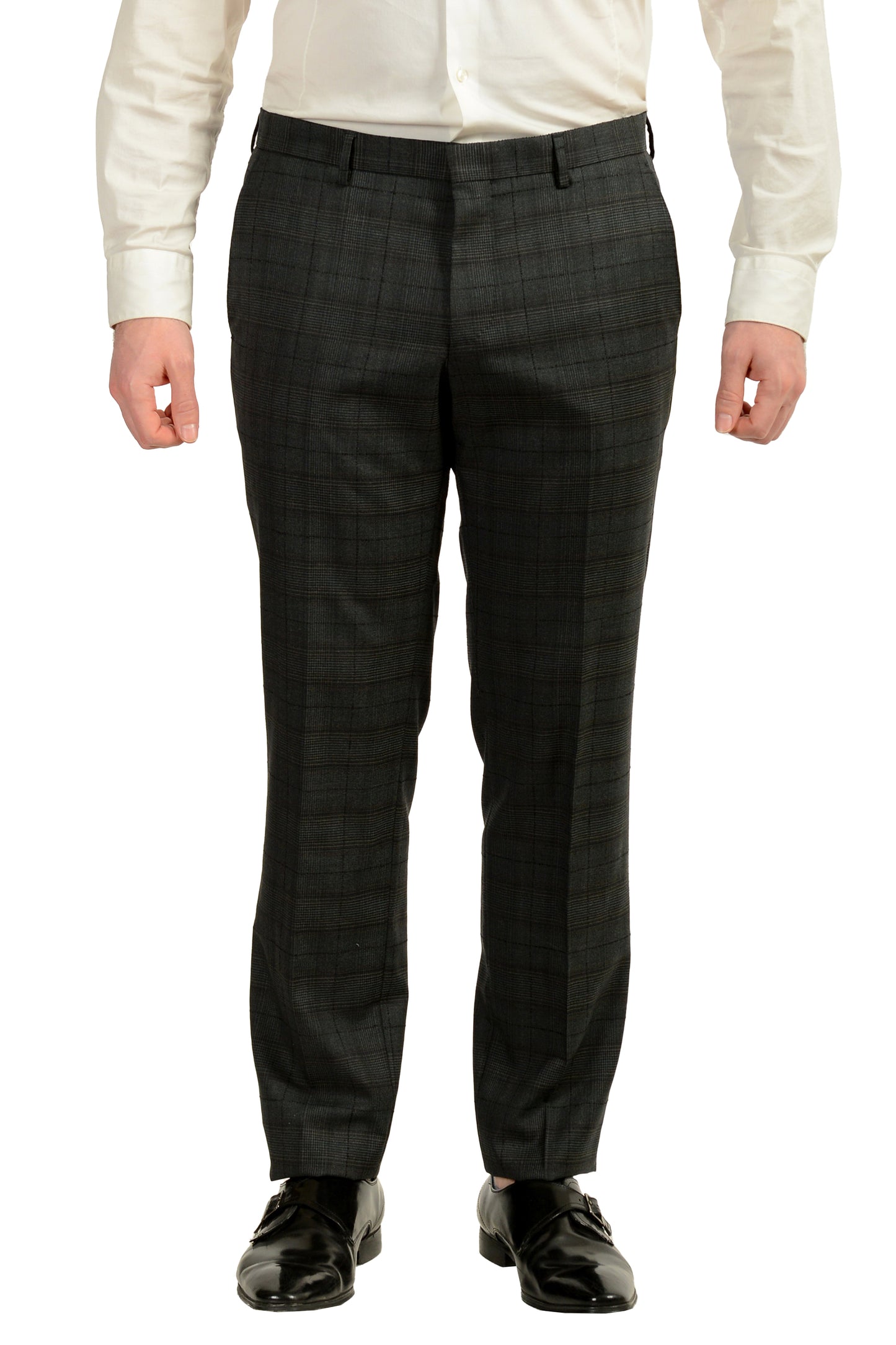 Hugo Boss Men's "Novan6/Ben2" Slim Fit Plaid 100% Wool Suit US 40R IT 50R