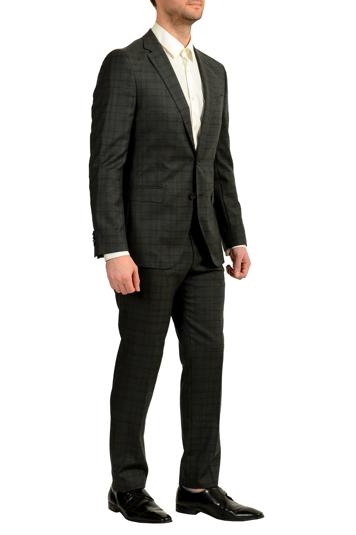 Hugo Boss Men's "Novan6/Ben2" Slim Fit Plaid 100% Wool Suit US 40R IT 50R
