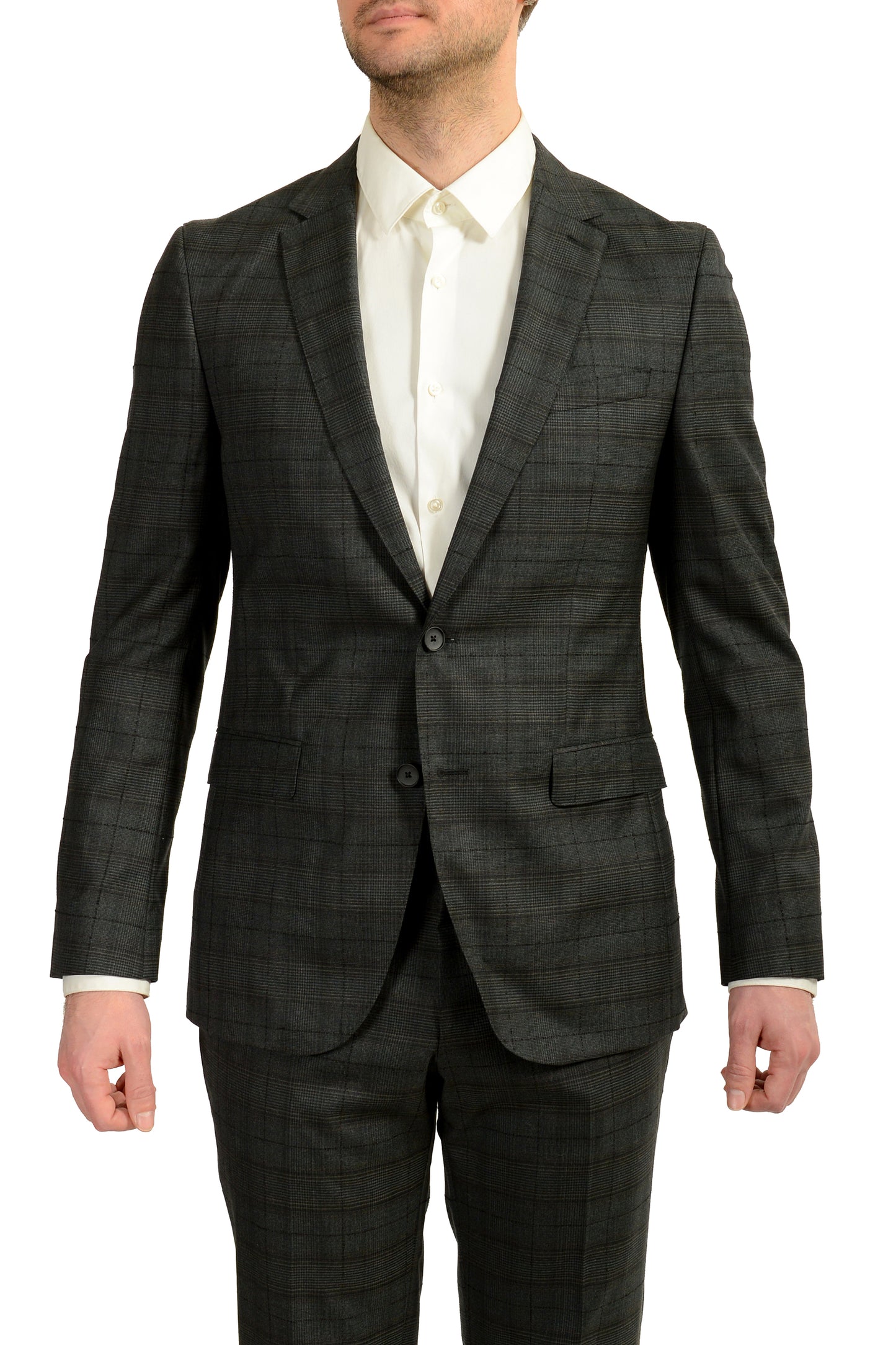 Hugo Boss Men's "Novan6/Ben2" Slim Fit Plaid 100% Wool Suit US 40R IT 50R