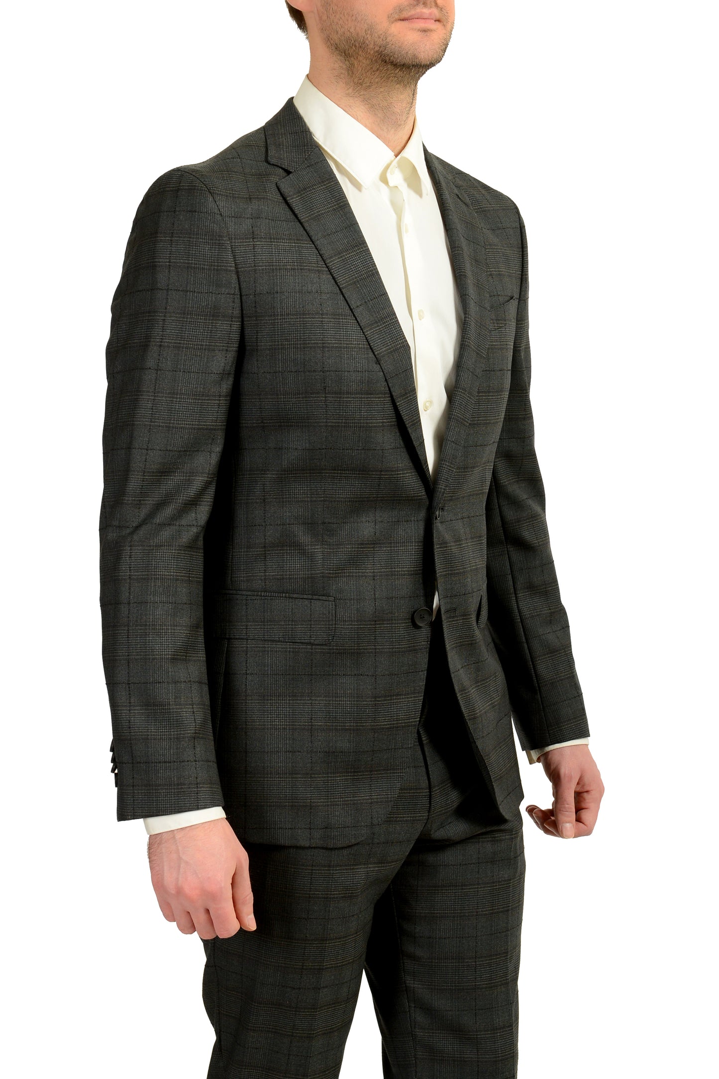 Hugo Boss Men's "Novan6/Ben2" Slim Fit Plaid 100% Wool Suit US 40R IT 50R