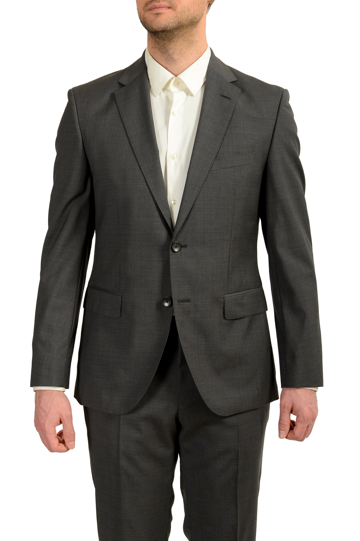 Hugo Boss Men's "Johnstons2/Lenon" Geometric Print 100% Wool Suit US 40R IT 50R