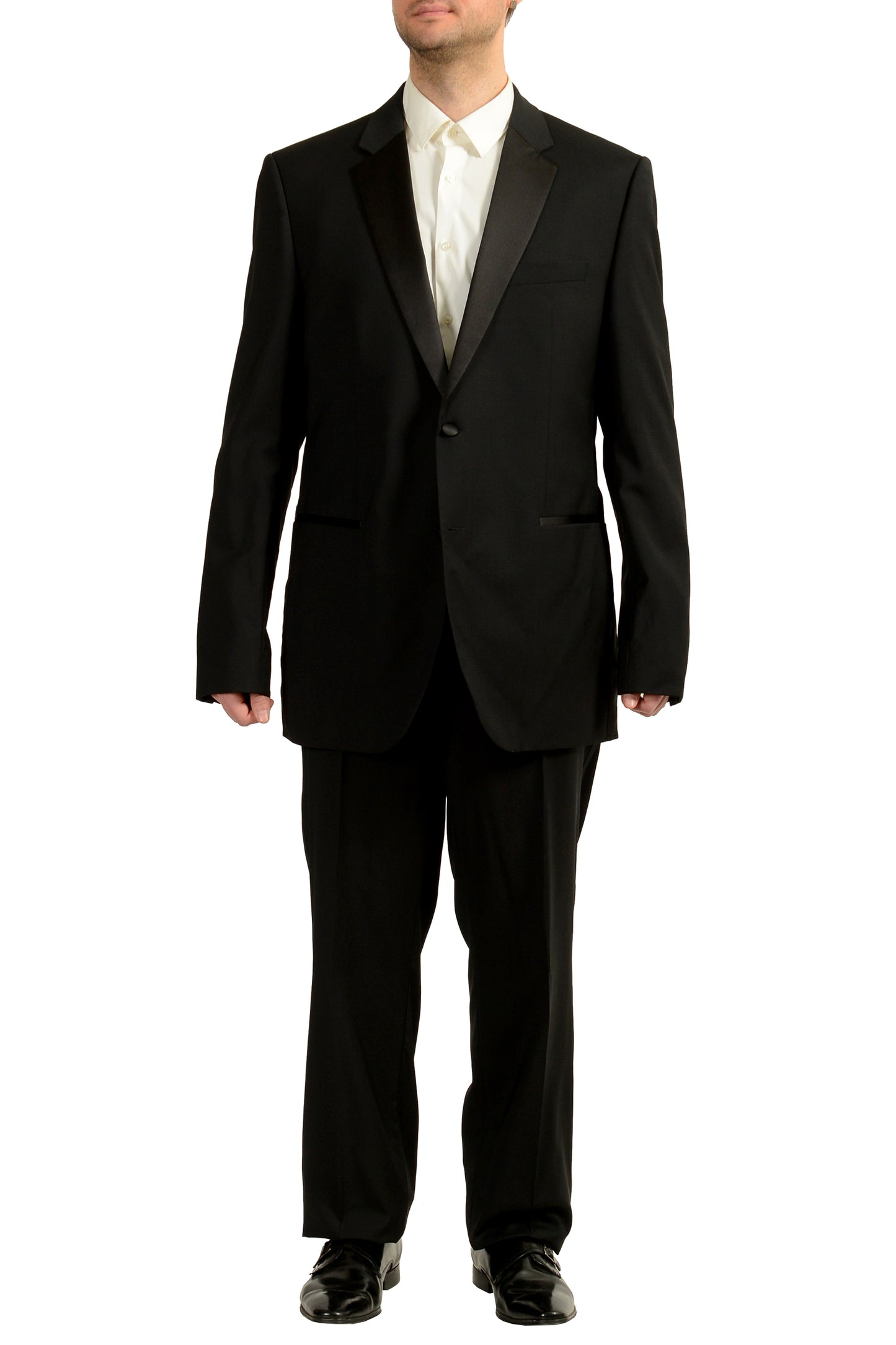 Hugo Boss Men's "The Stars75/Glamour3" Black 100% Wool Tuxedo Suit US 46L IT 56L