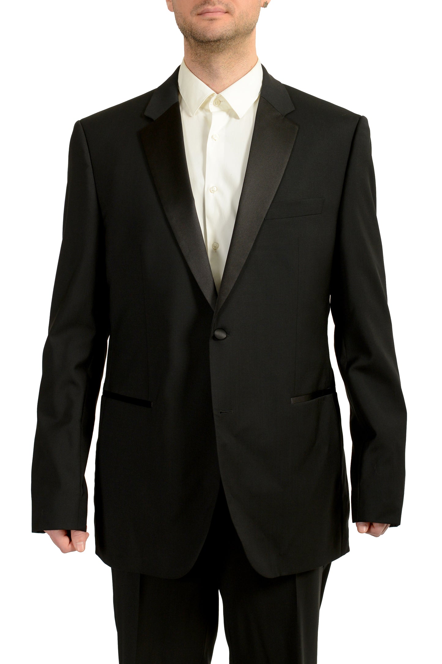 Hugo Boss Men's "The Stars75/Glamour3" Black 100% Wool Tuxedo Suit US 46L IT 56L