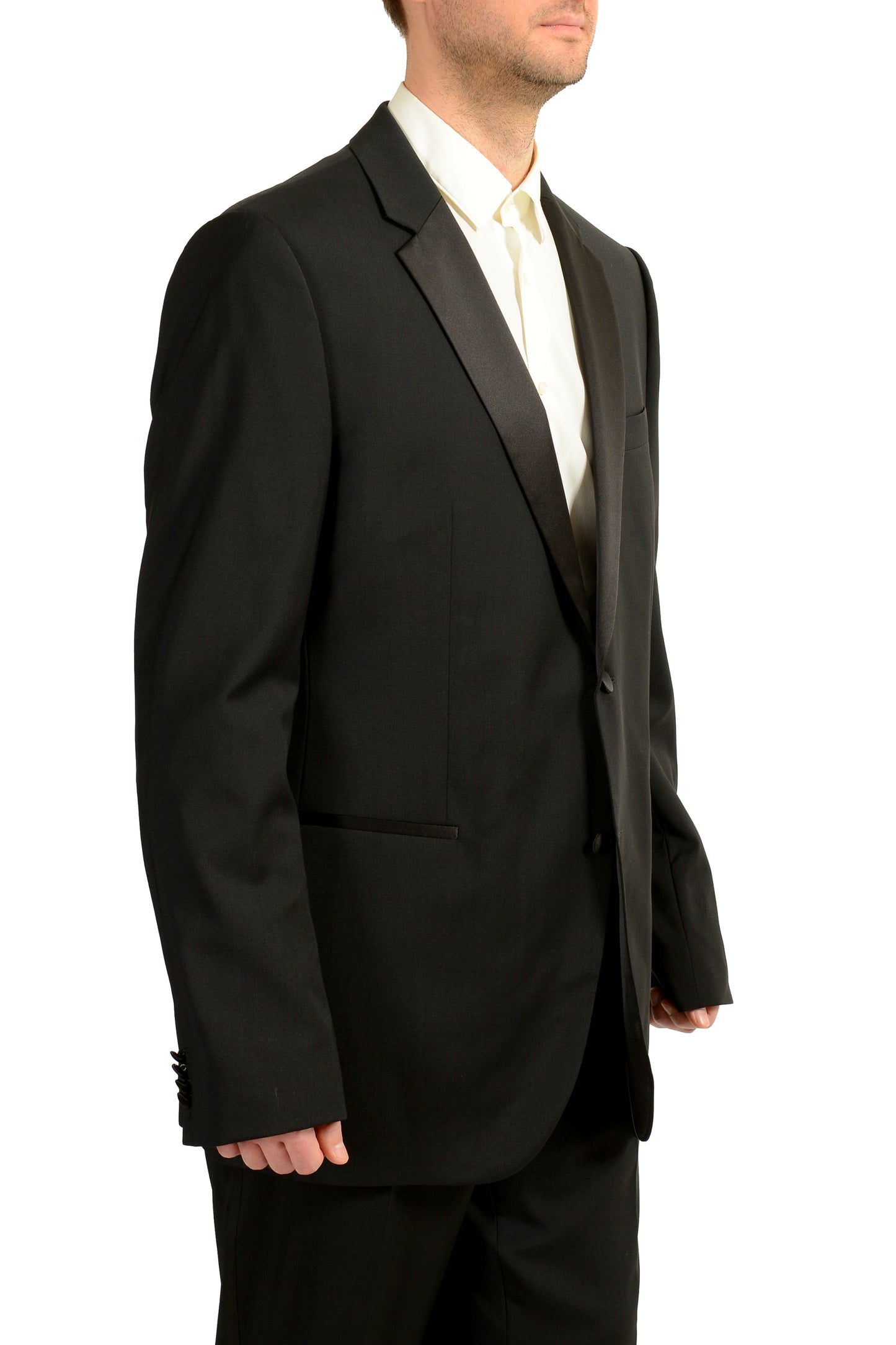 Hugo Boss Men's "The Stars75/Glamour3" Black 100% Wool Tuxedo Suit US 46L IT 56L