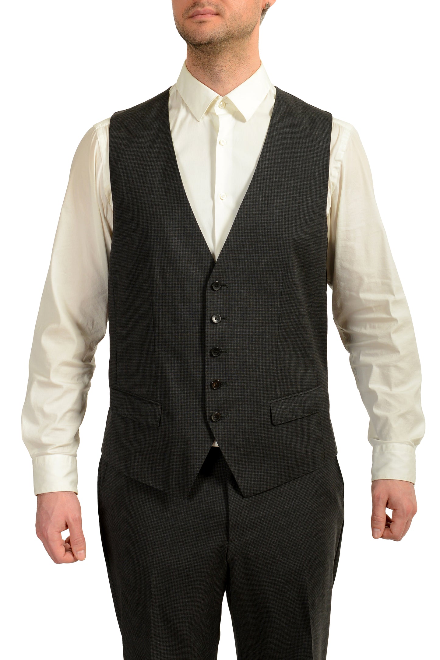 Hugo Boss Men's "Jerron/Lenon1 WE" Plaid 100% Wool 3 Piece Suit US 44L IT 54L