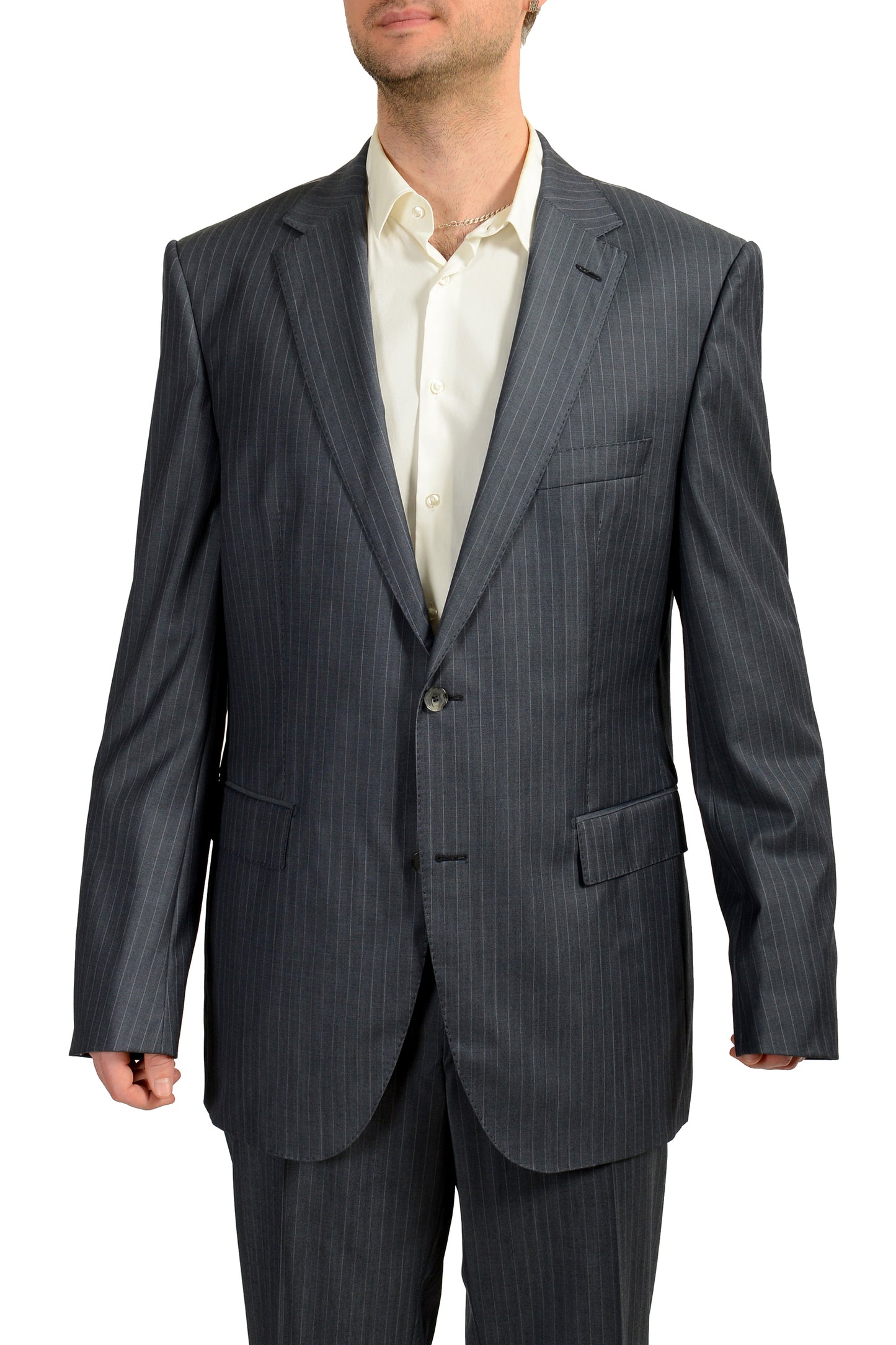 Hugo Boss Men's "T-Jarrod/Lone" Regular Fit 100% Wool Striped Suit US 34R IT 46R