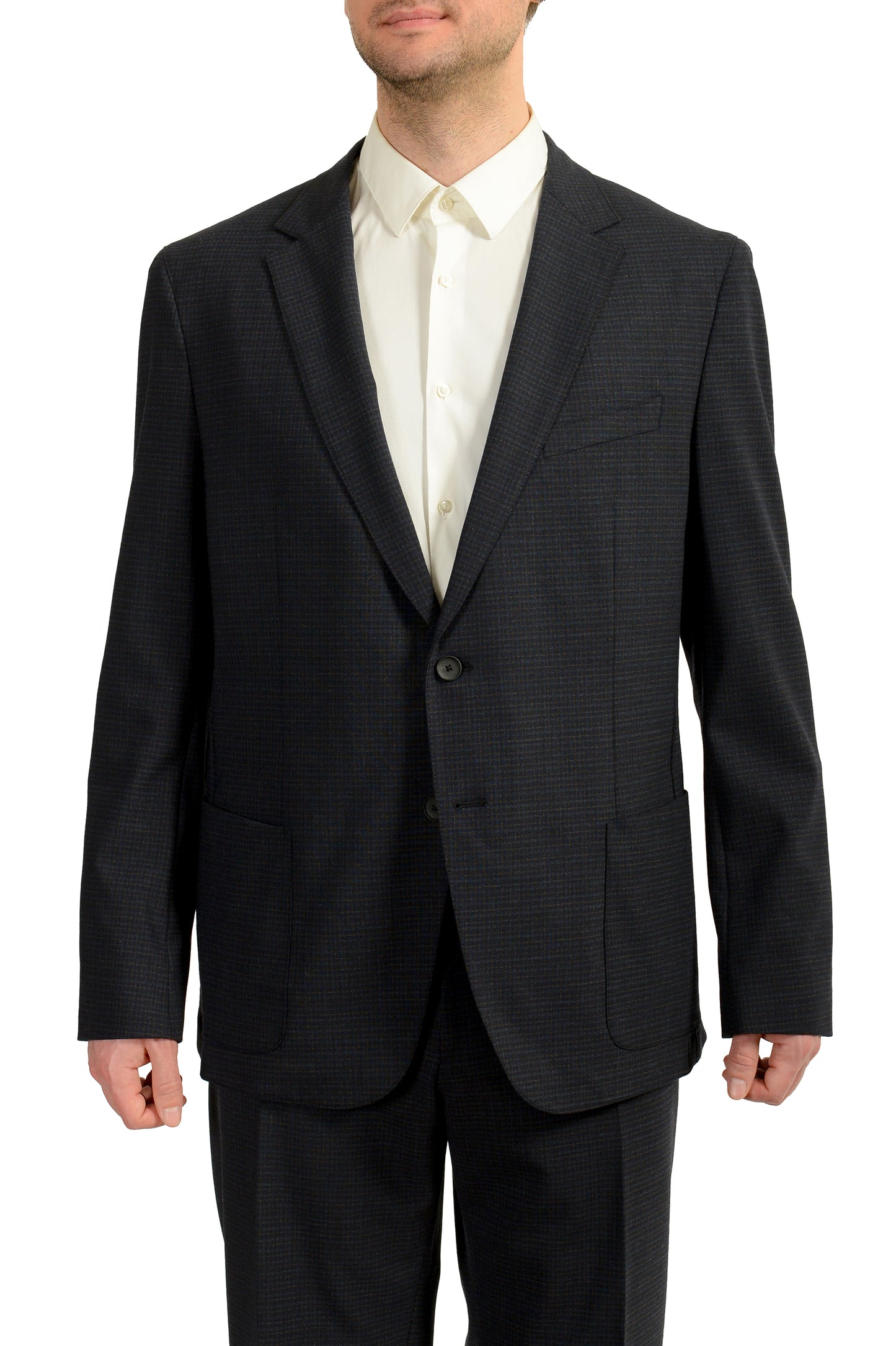 Hugo Boss Men's "Nolin2/Brider" Slim Fit Wool Plaid Suit US 46R IT 56R