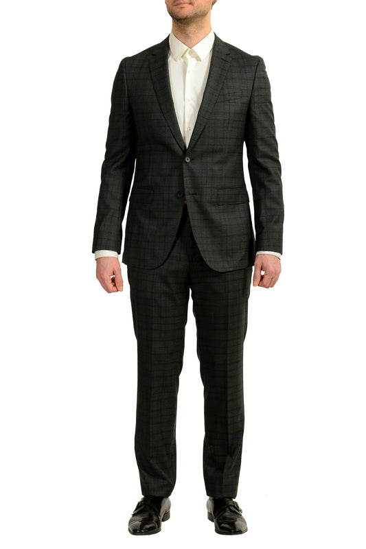 Hugo Boss Men's "Novan6/Ben2" Slim Fit Plaid 100% Wool Suit US 42L IT 52L