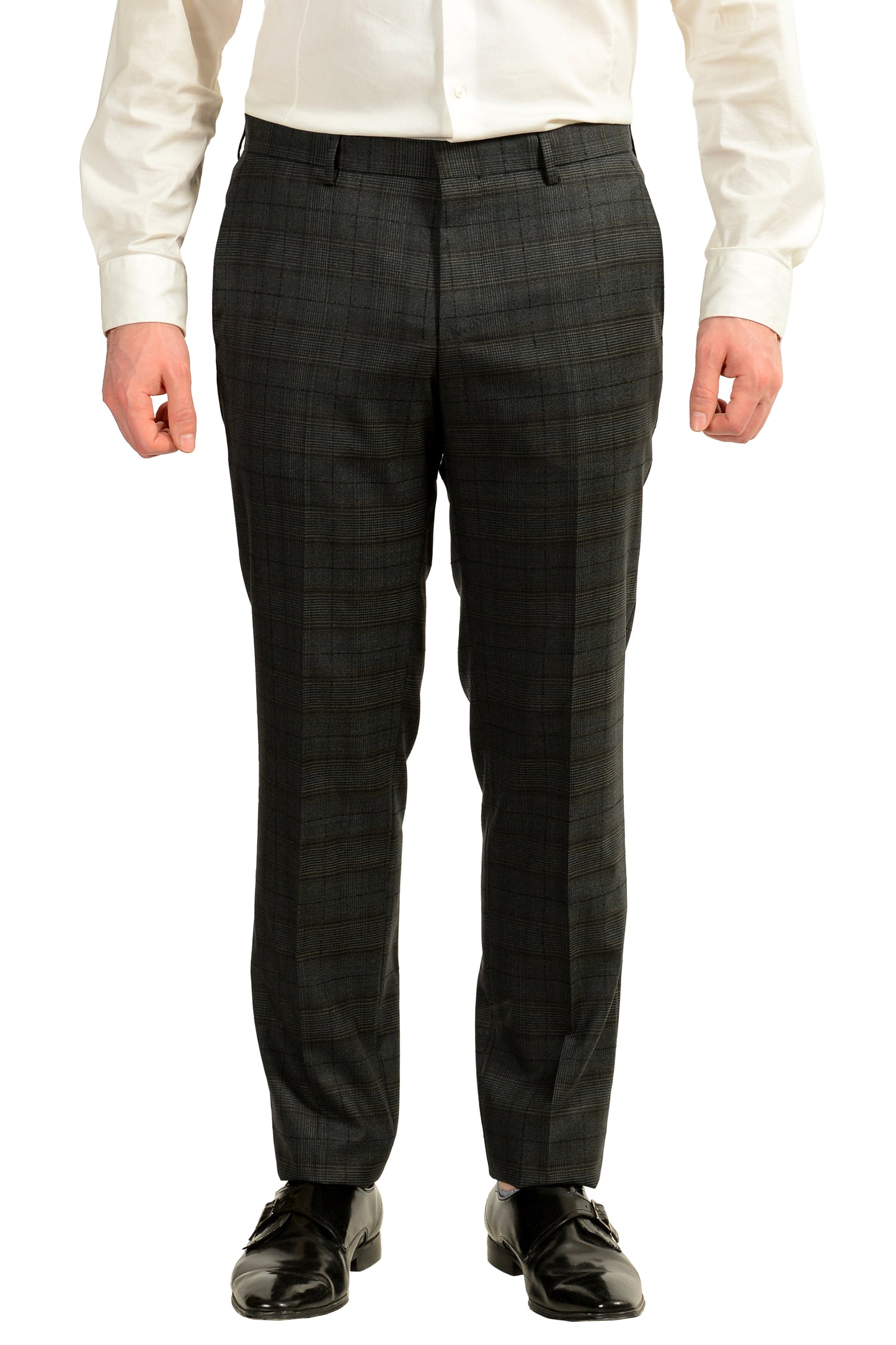 Hugo Boss Men's "Novan6/Ben2" Slim Fit Plaid 100% Wool Suit US 42L IT 52L