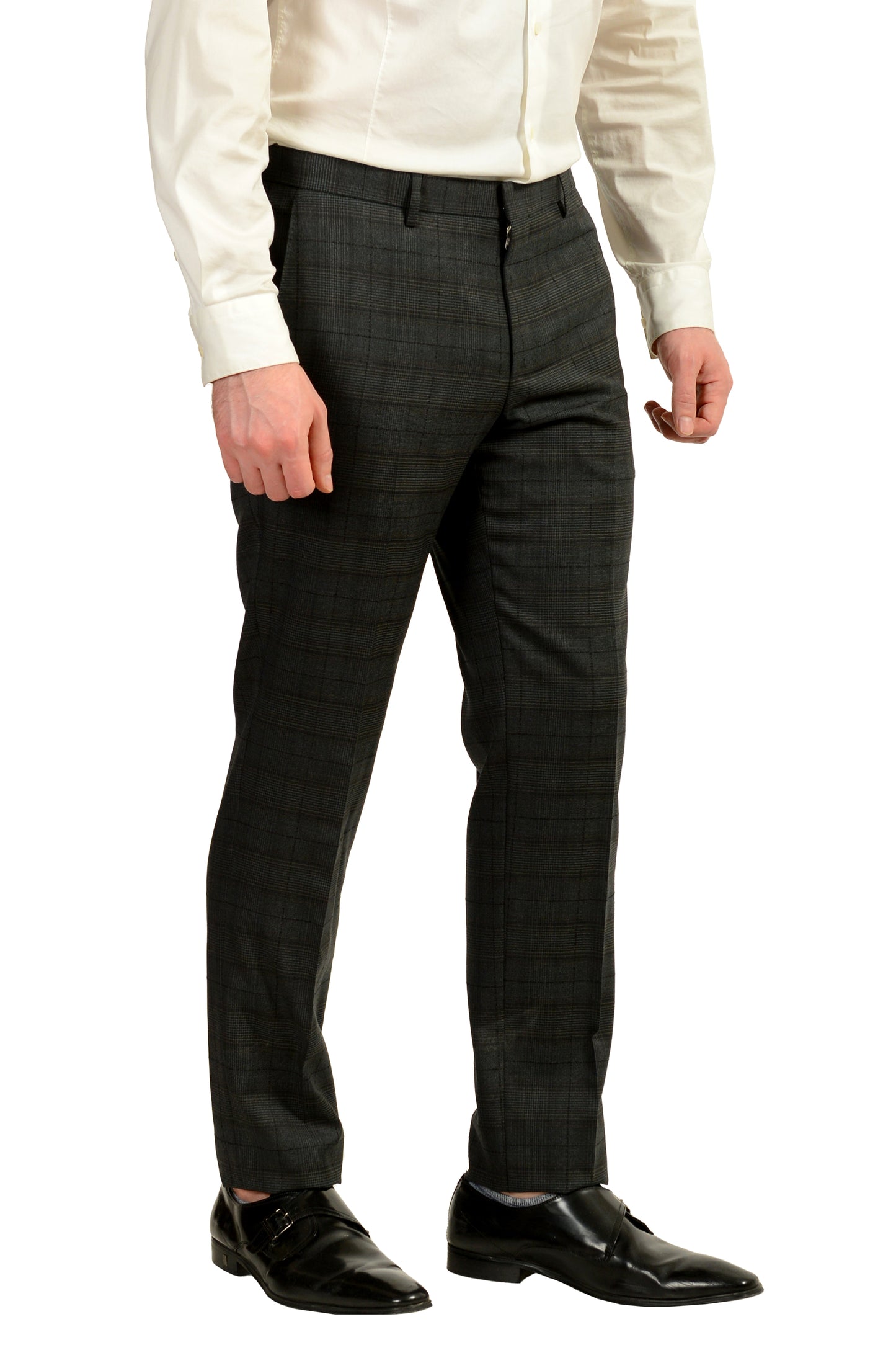 Hugo Boss Men's "Novan6/Ben2" Slim Fit Plaid 100% Wool Suit US 42L IT 52L