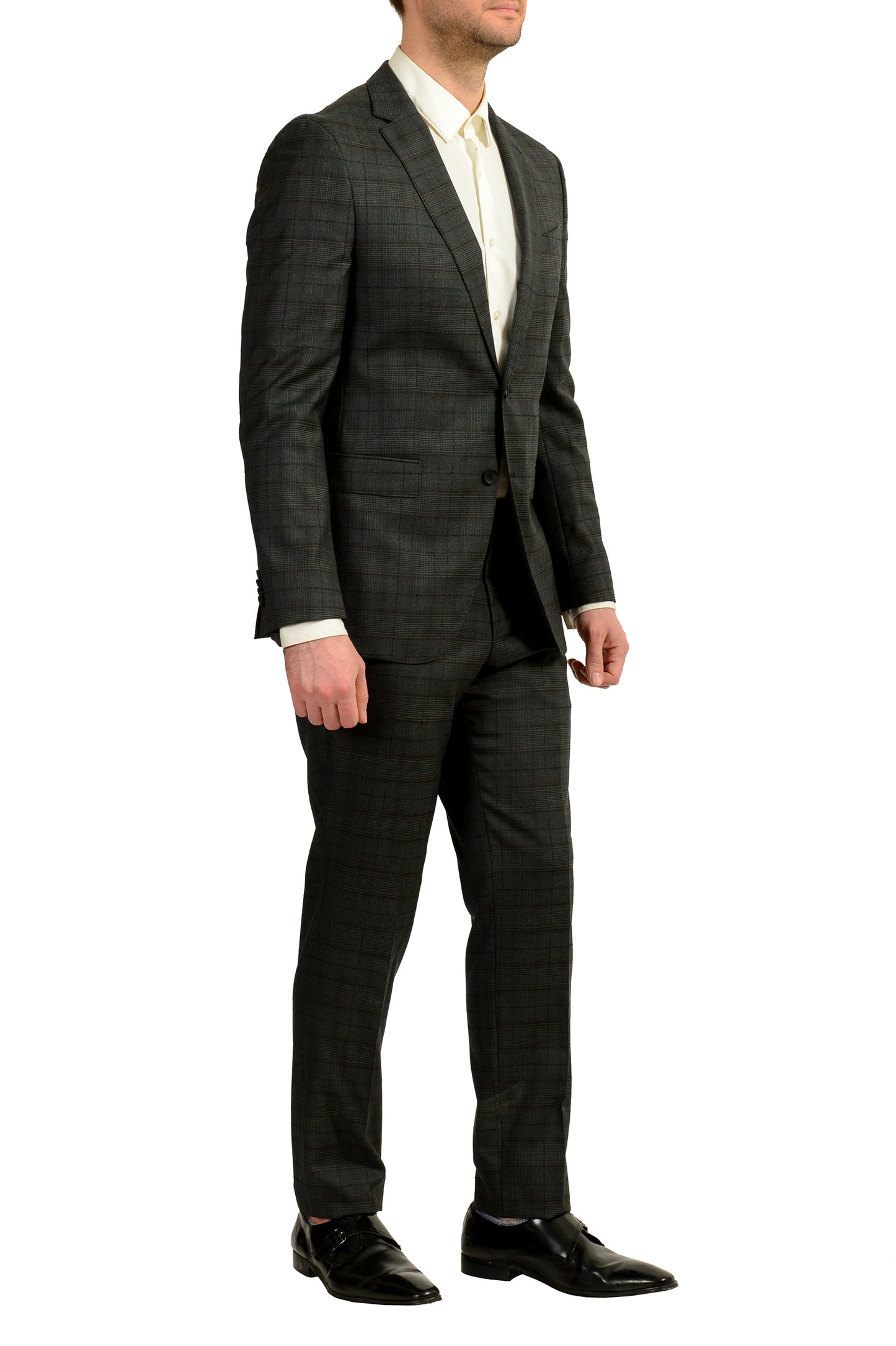 Hugo Boss Men's "Novan6/Ben2" Slim Fit Plaid 100% Wool Suit US 42L IT 52L