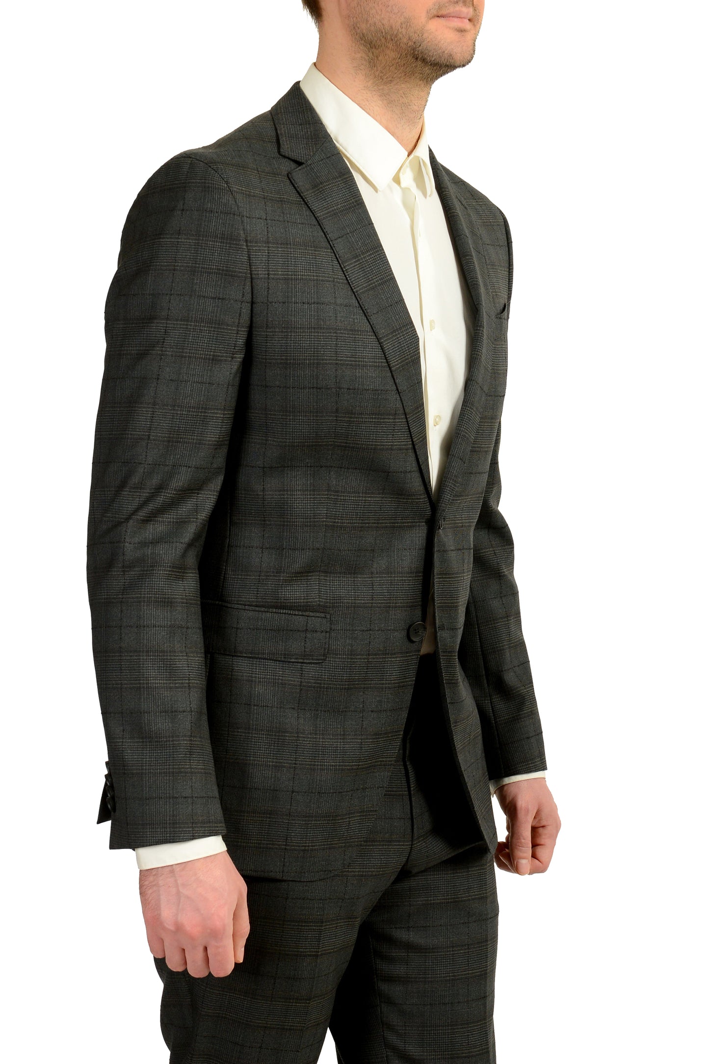 Hugo Boss Men's "Novan6/Ben2" Slim Fit Plaid 100% Wool Suit US 42L IT 52L