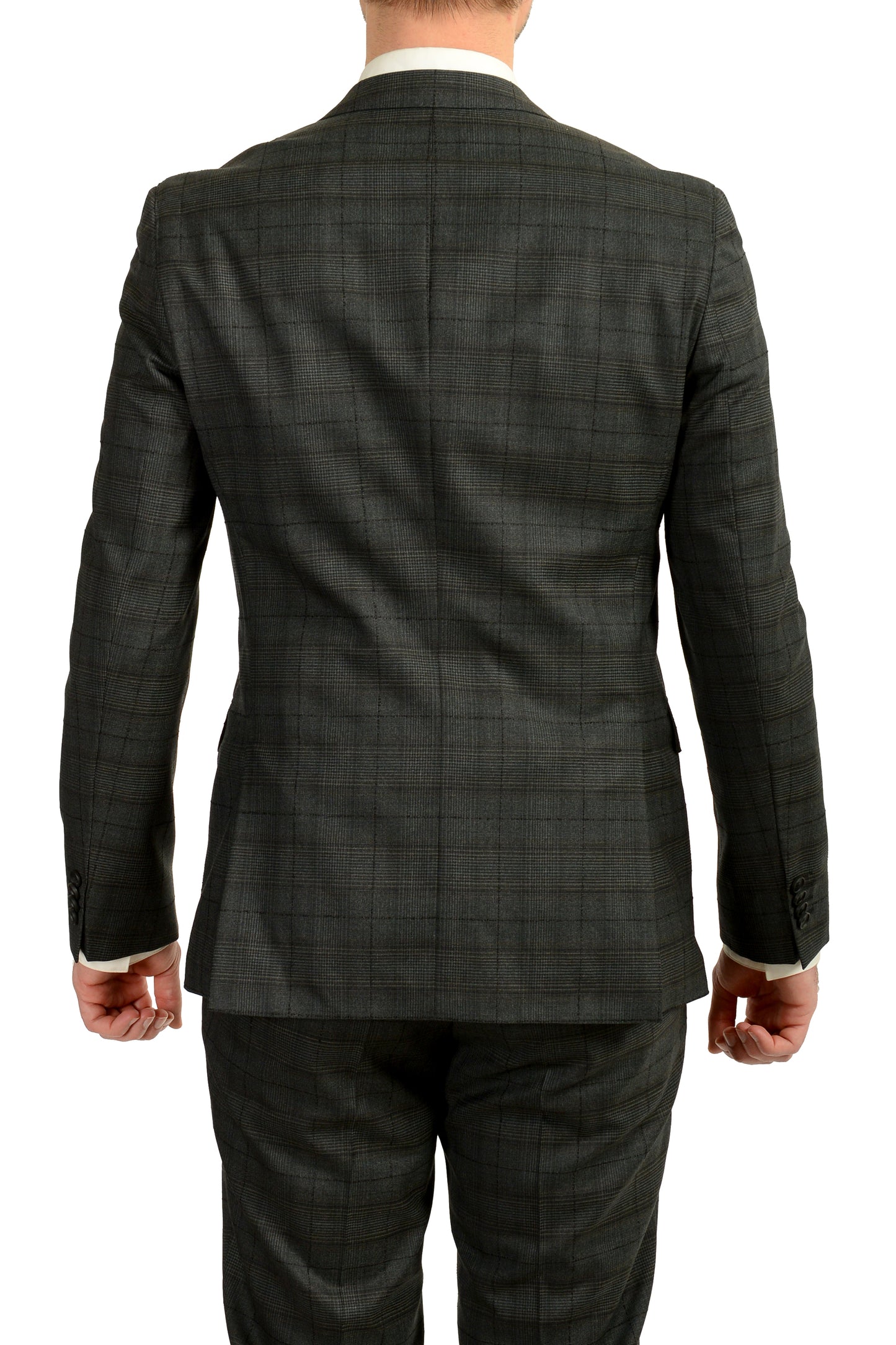 Hugo Boss Men's "Novan6/Ben2" Slim Fit Plaid 100% Wool Suit US 42L IT 52L